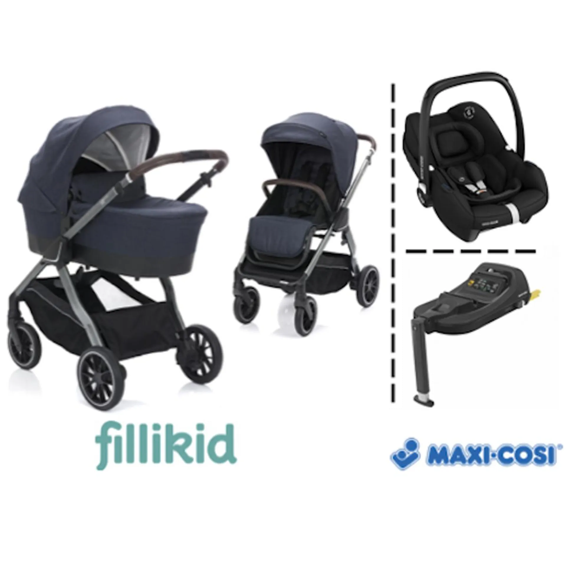 Fillikid | Puma Kombivogn + Bilstol & Base | Blue