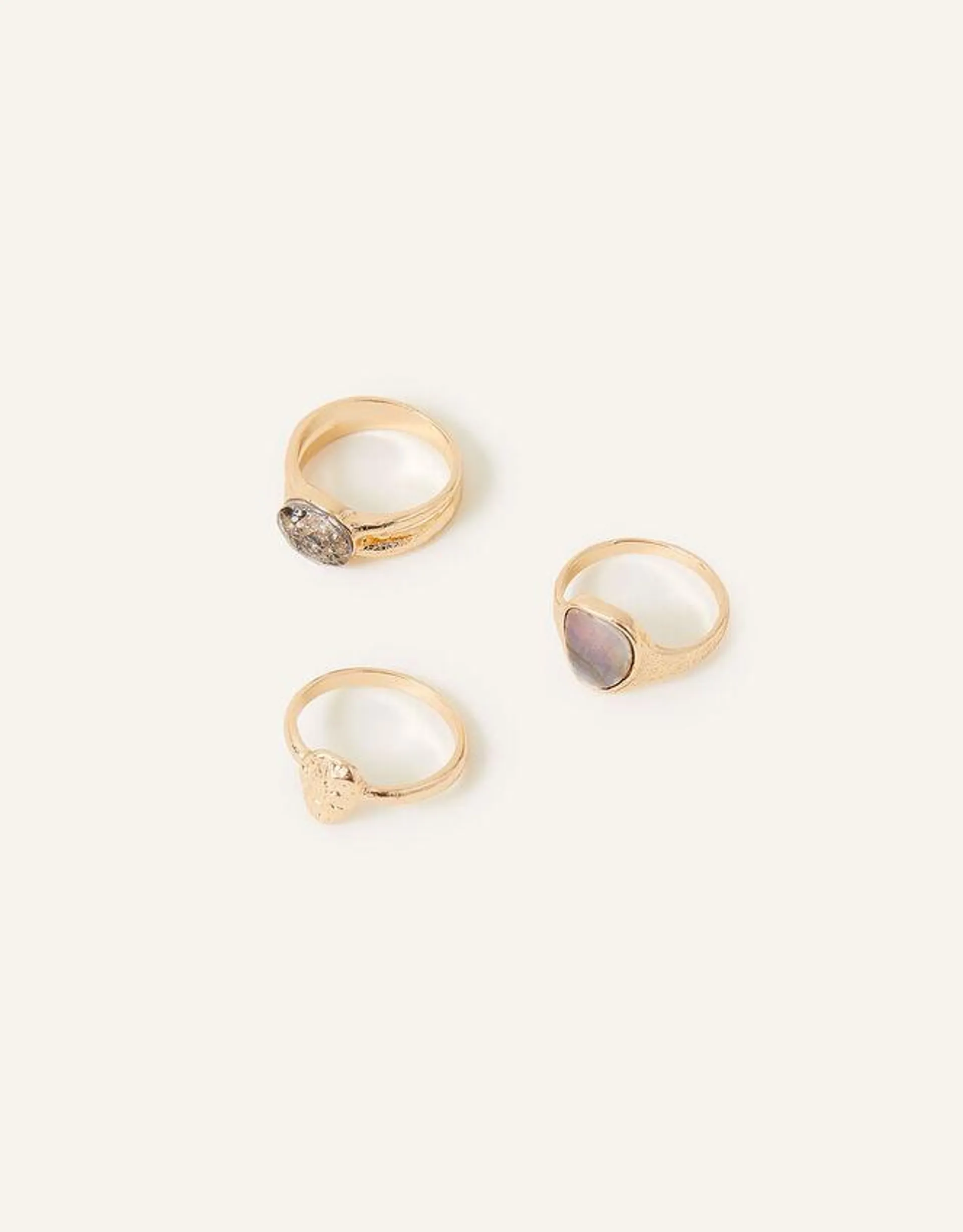 Pearlised Ring Set of Three Grey