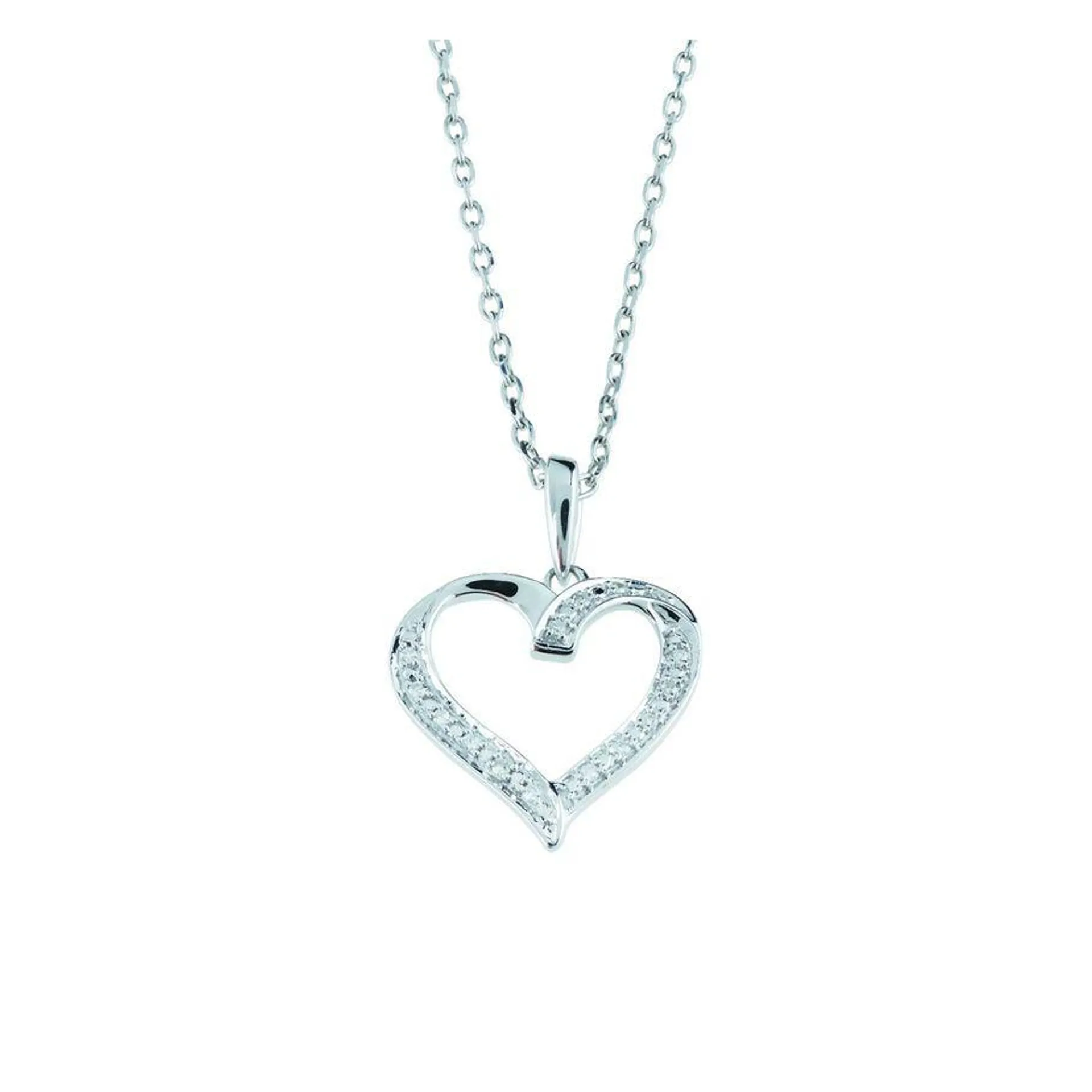 Diamantsmykke 375 Hvitt Gull 0,03 ct.