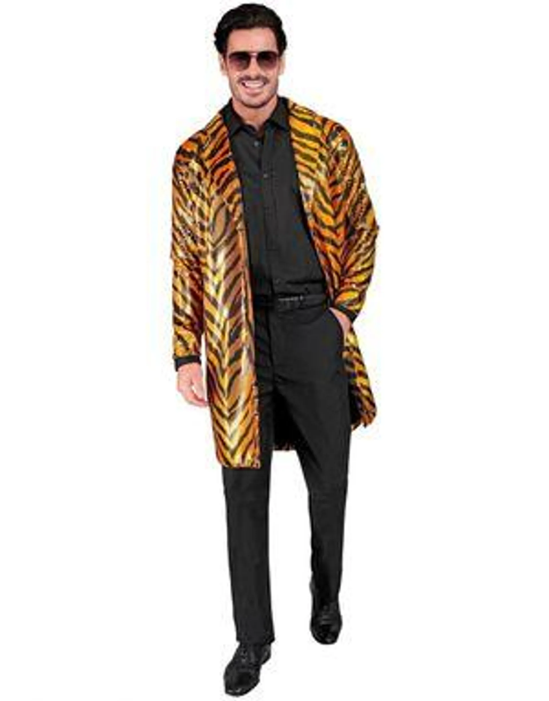 Tigerstripet Trenchcoat med Paljetter - Kostymejakke