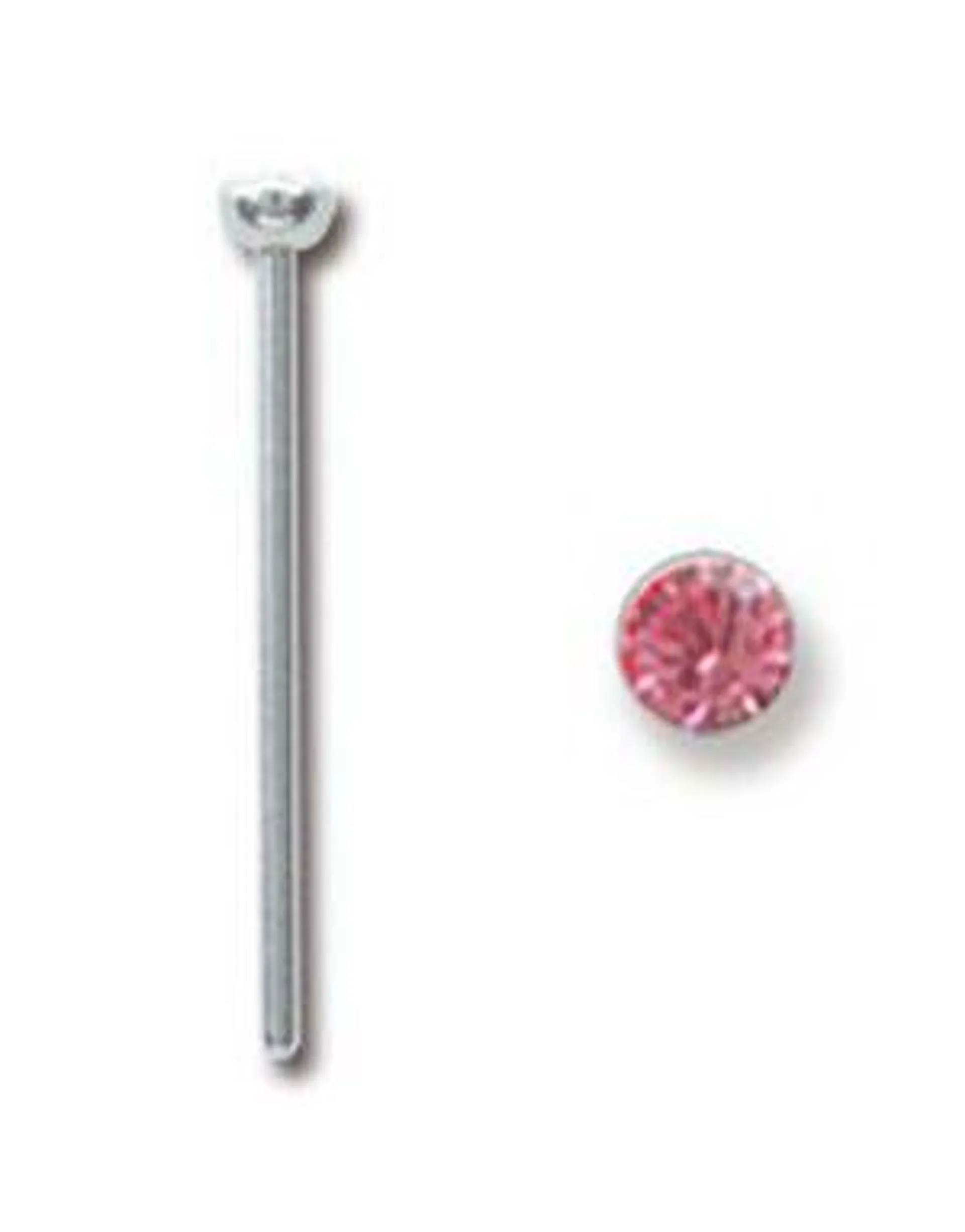 Rett Nesepiercing med Rosa Sten