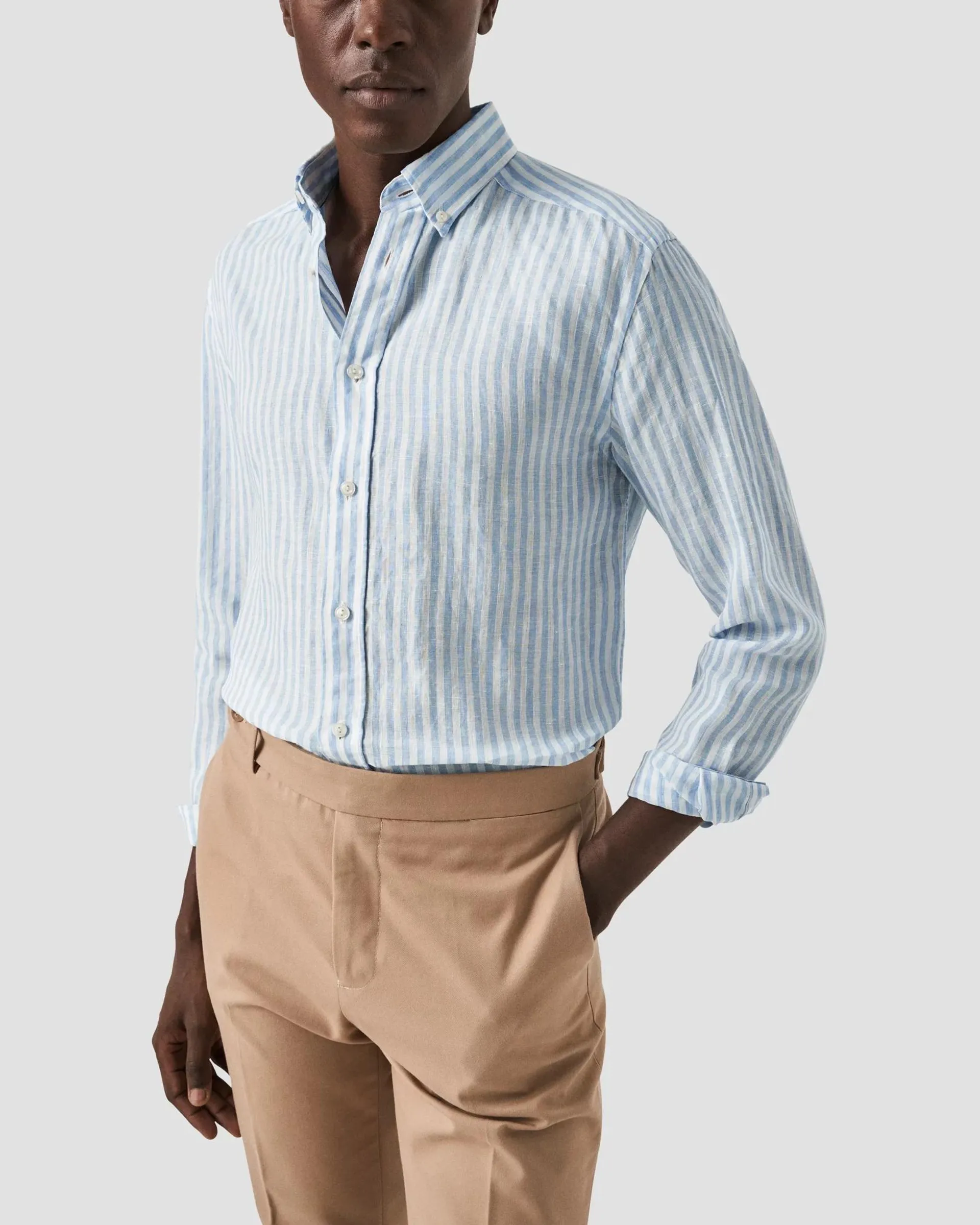 Light Blue Striped Linen Shirt