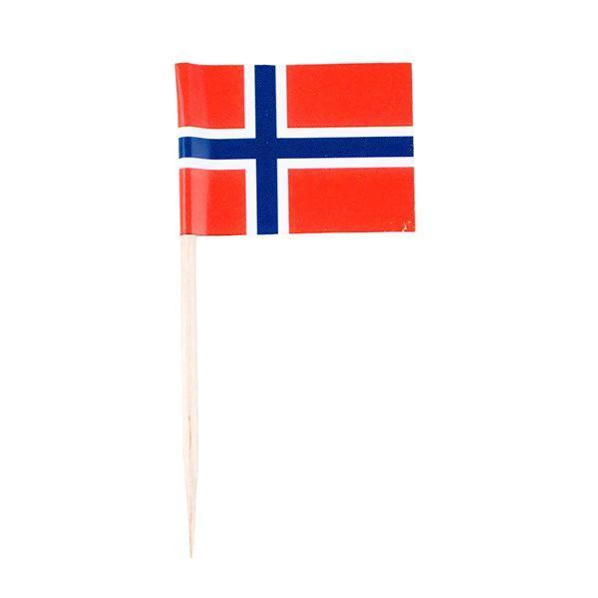 Norske flagg med pinne 10 stk