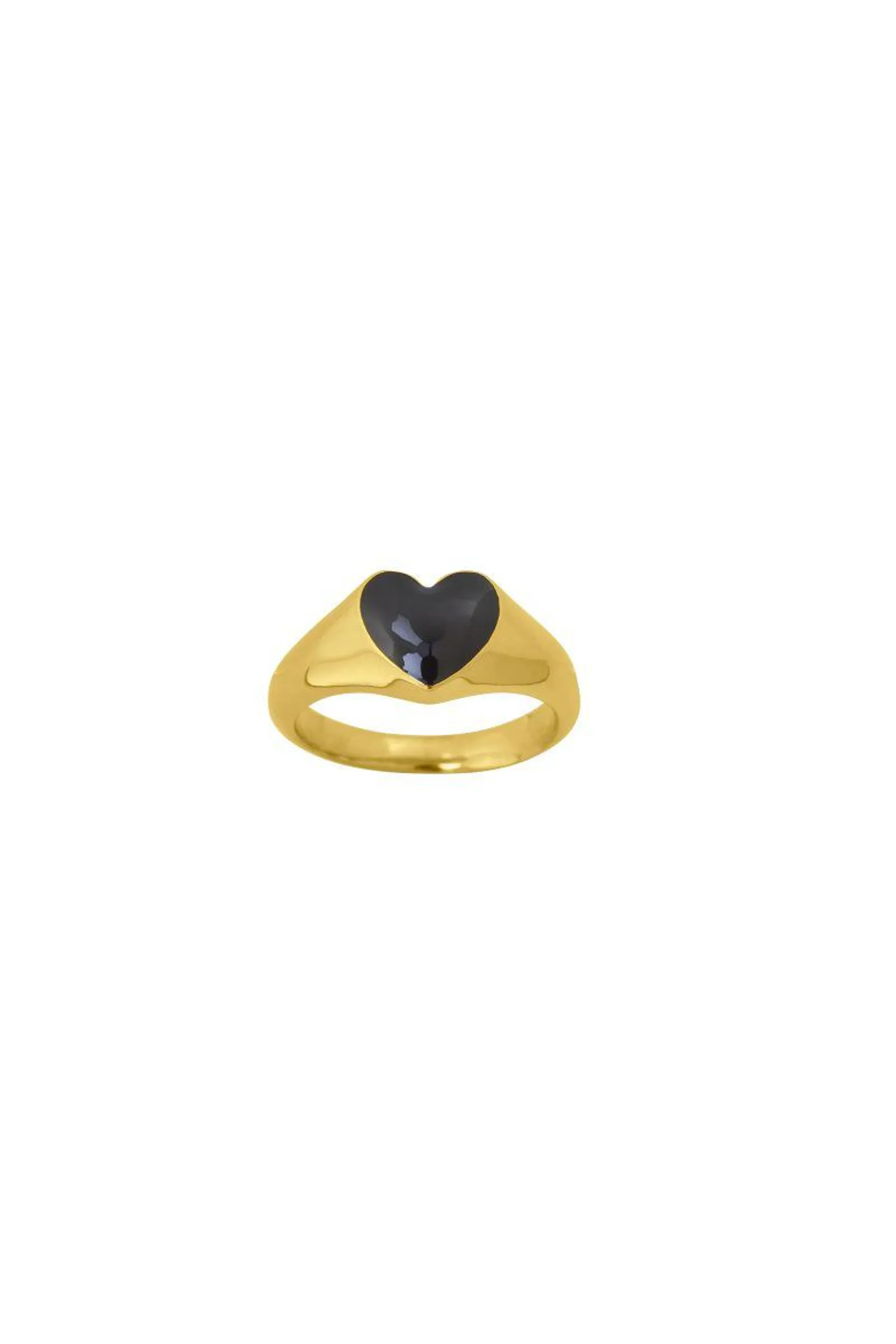Signet Ring Black Heart Gold