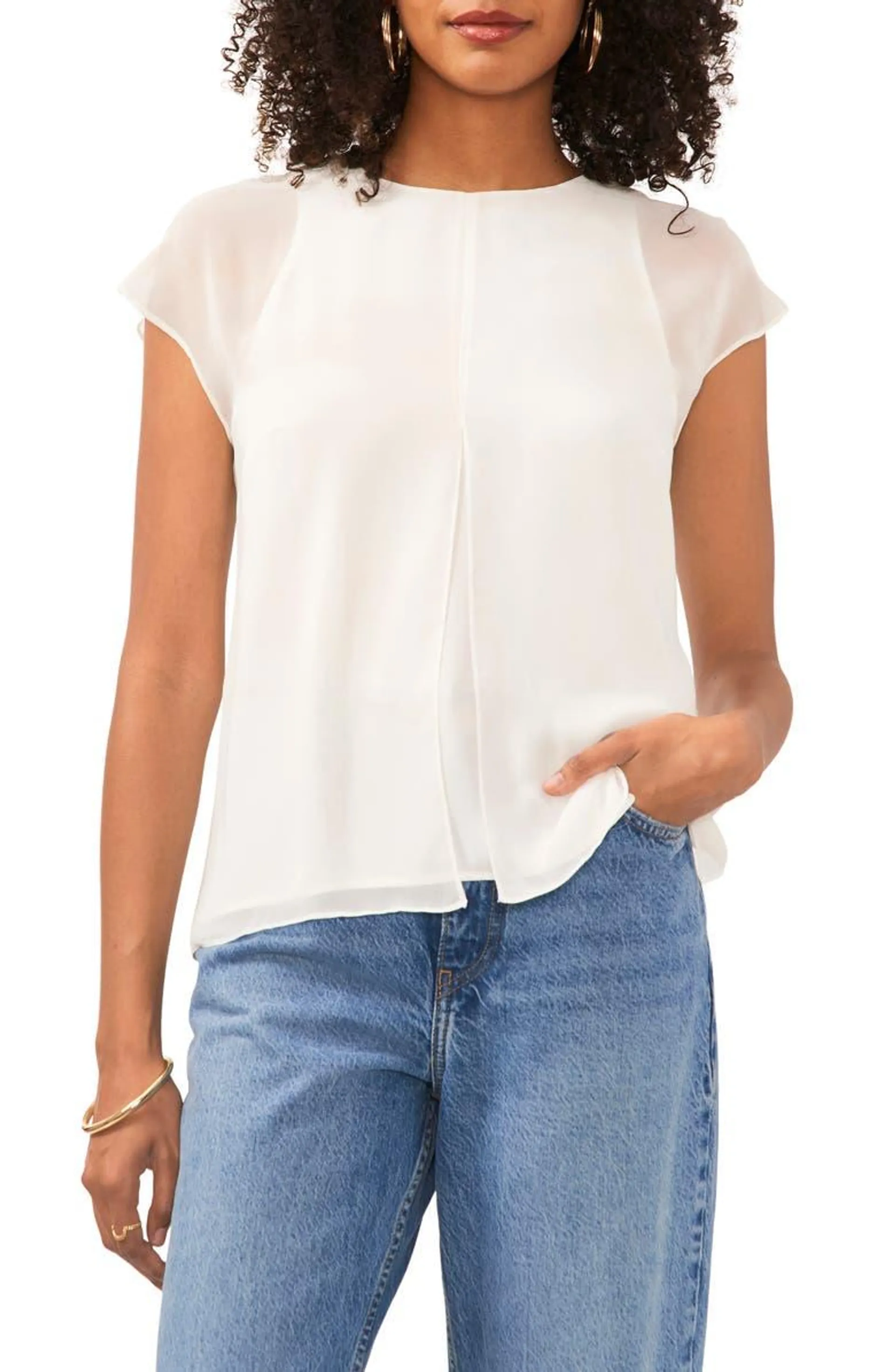 Mesh Overlay Georgette Top