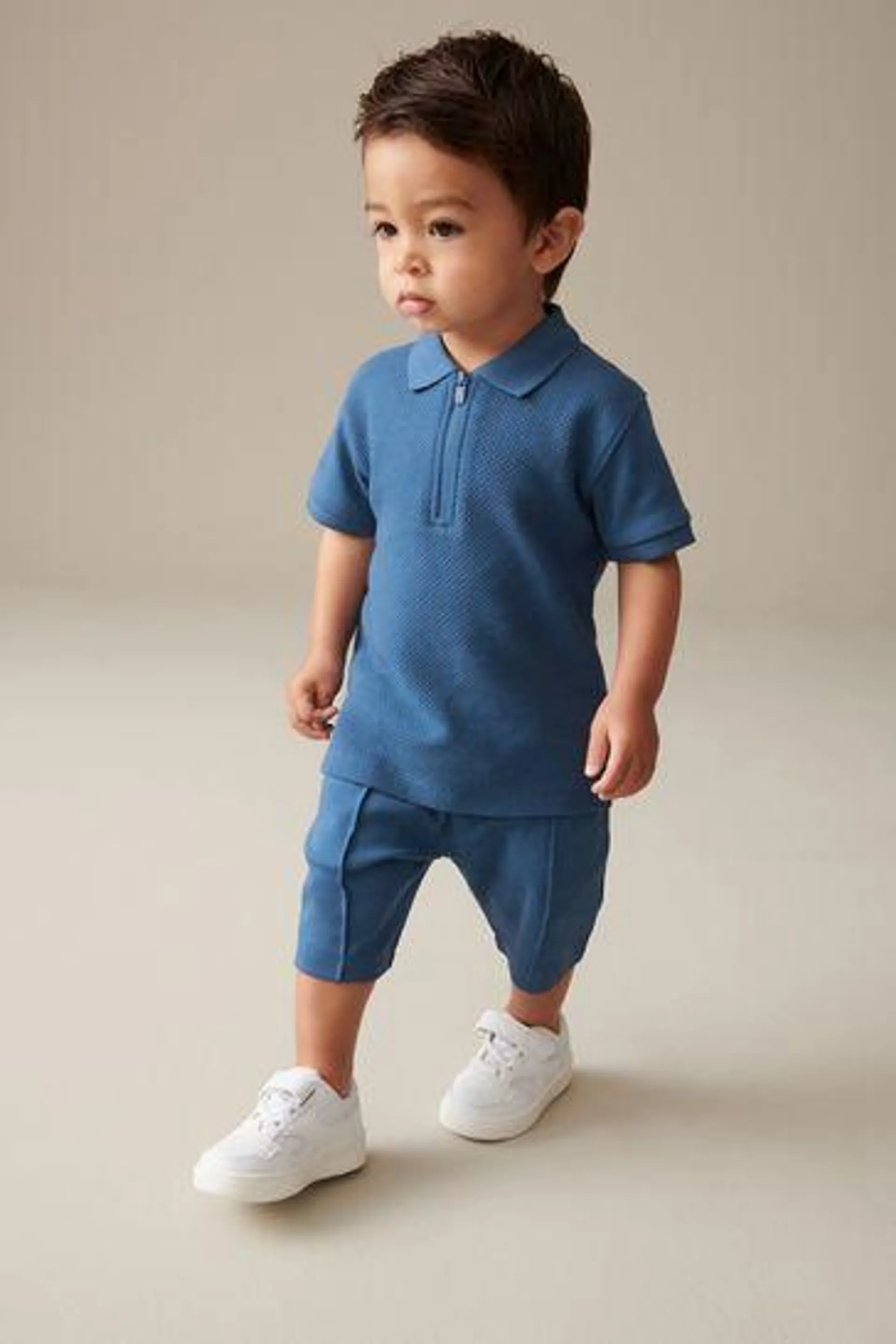 Zip Polo Shirt and Shorts Set (3mths-7yrs)