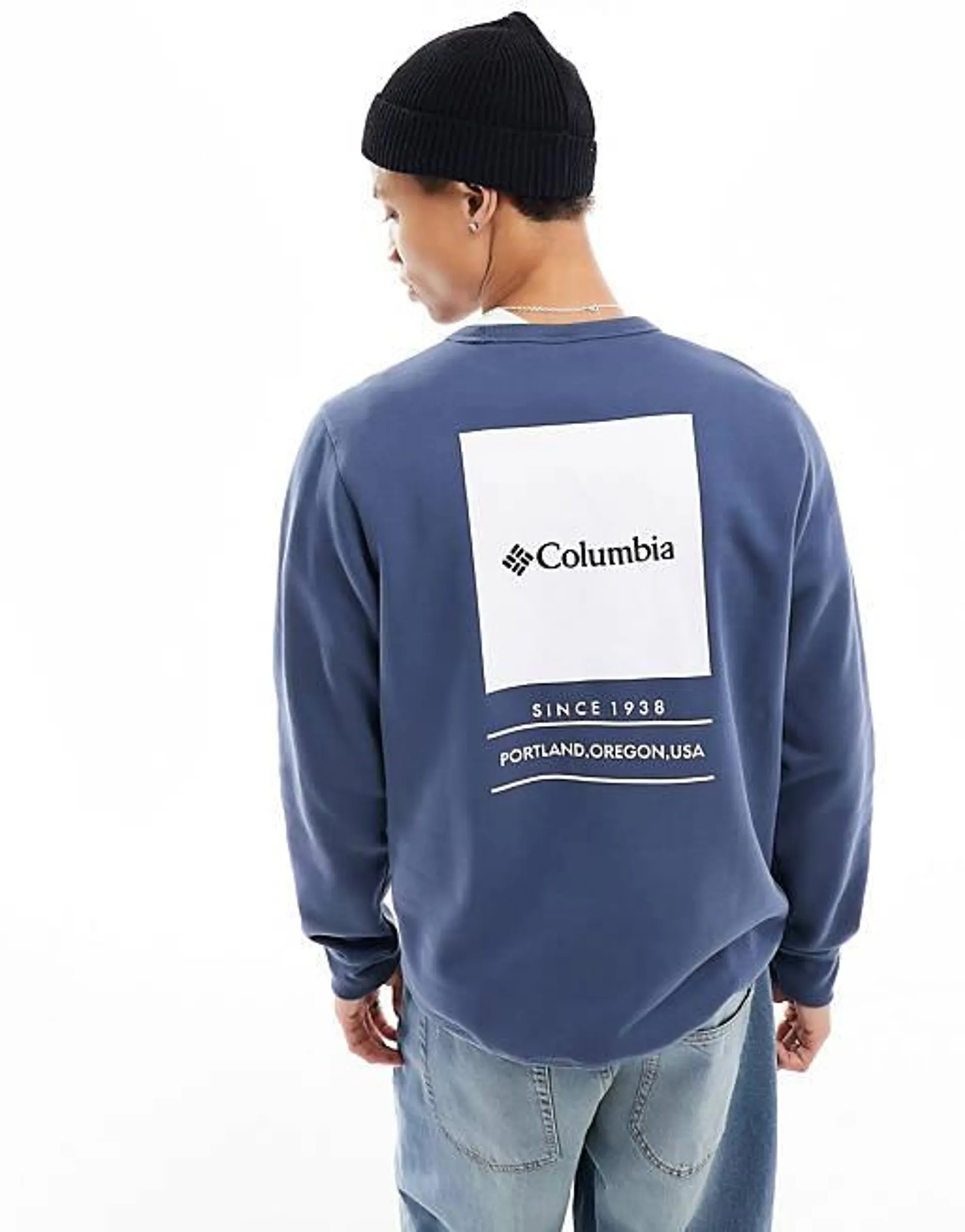 Columbia Barton Springs back print sweat in navy