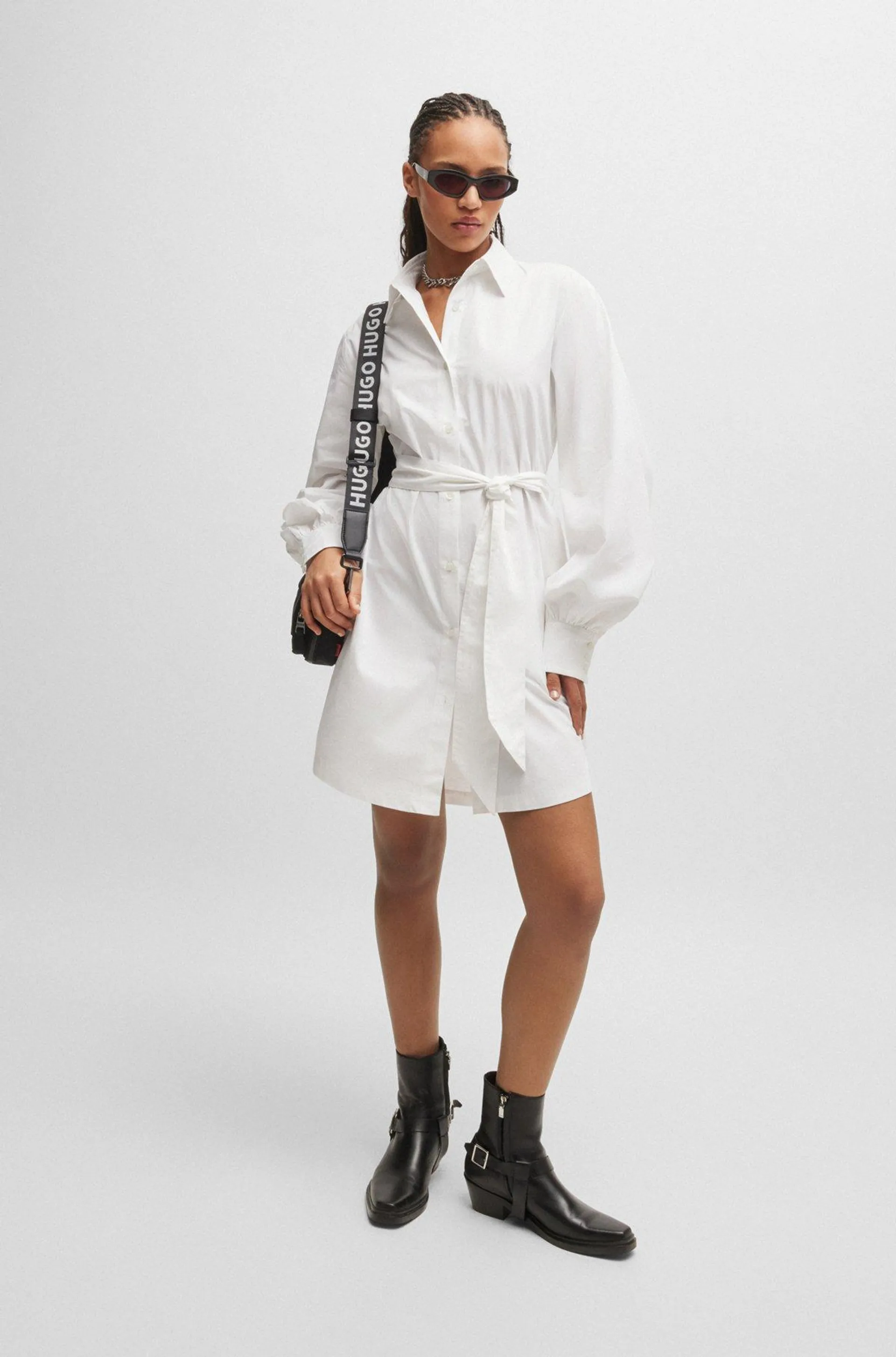 Relaxed-fit shirt dress in cotton twill