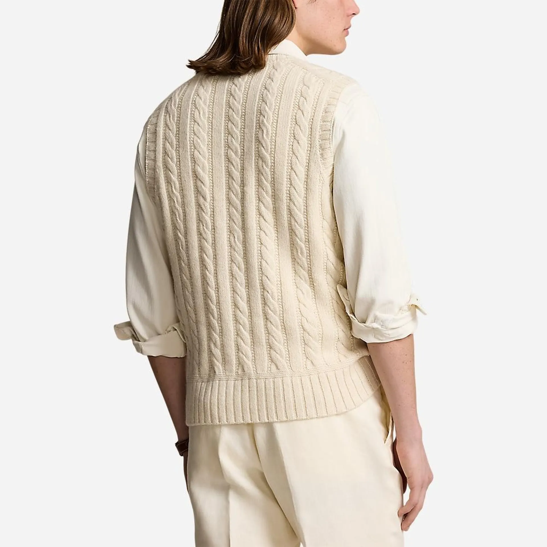 Aran-Knit Cotton-Cashmere Sweater Vest - Cream Combo