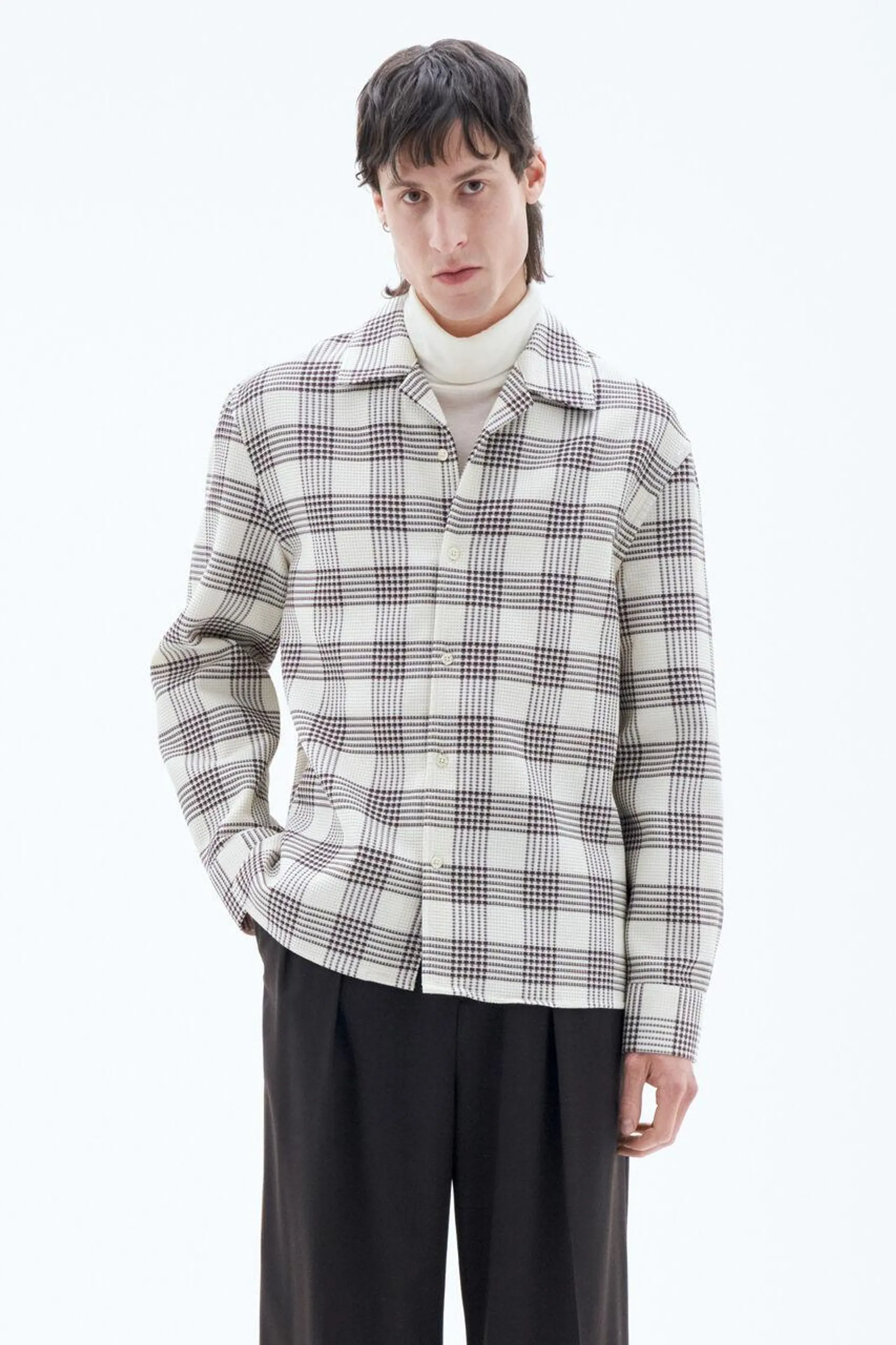 Waffle Check Resort Shirt Dark Chocolate/White Chalk
