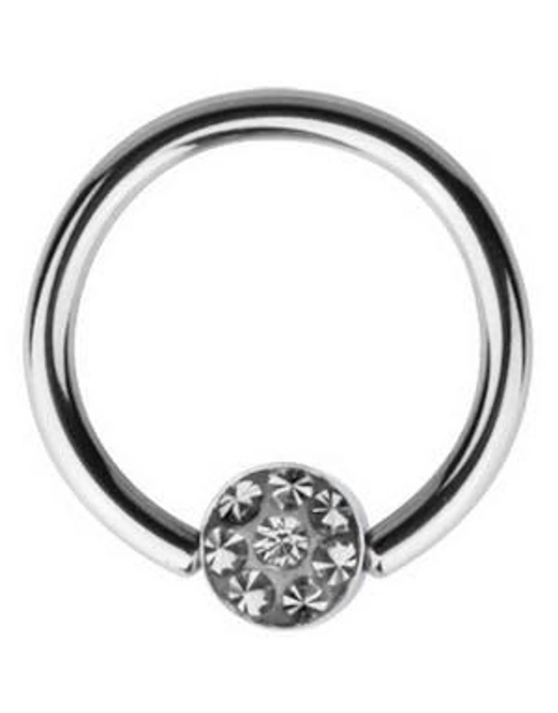 BCR Piercing with Sprakling Grey Stone