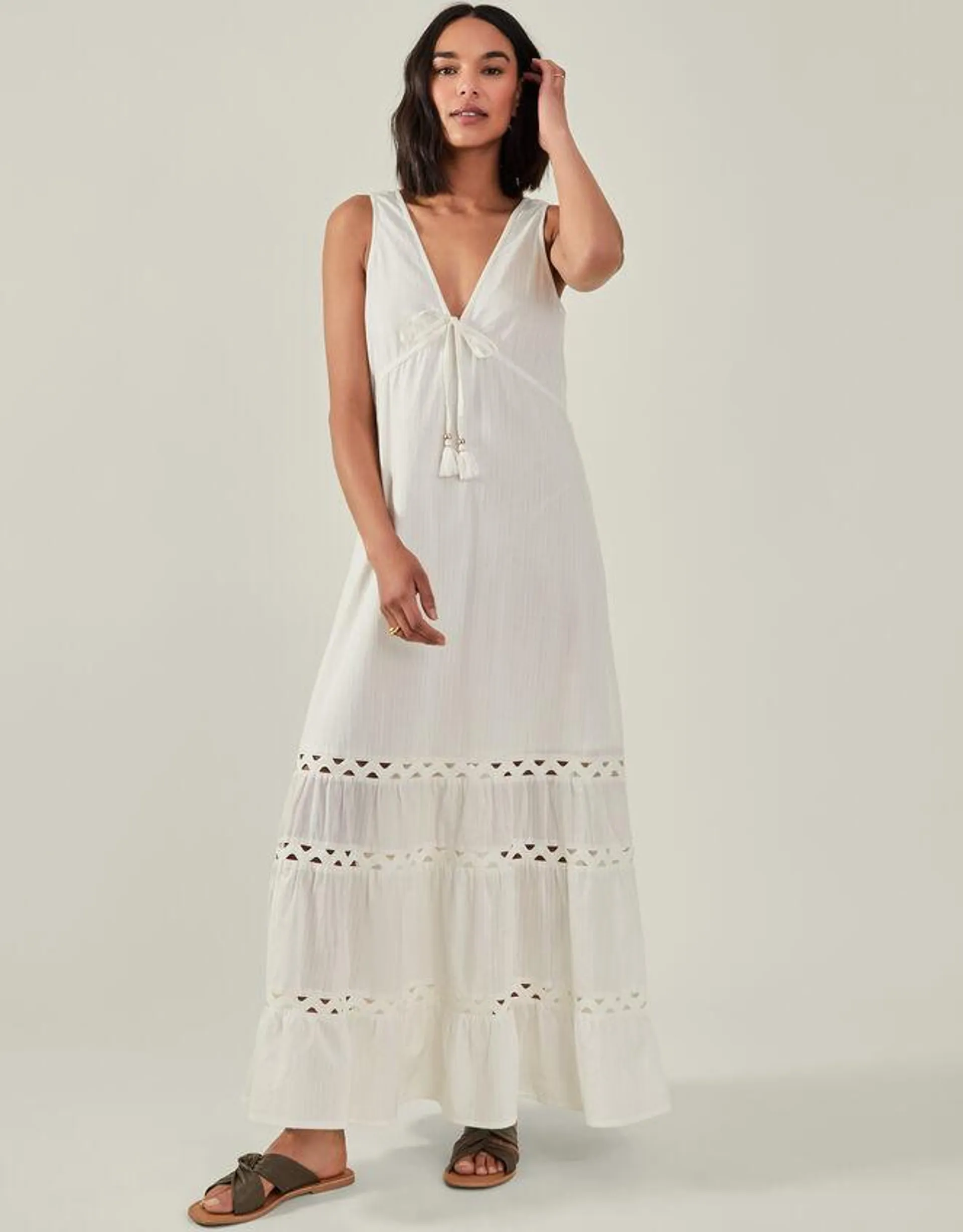 Tie Front Maxi Dress Ivory