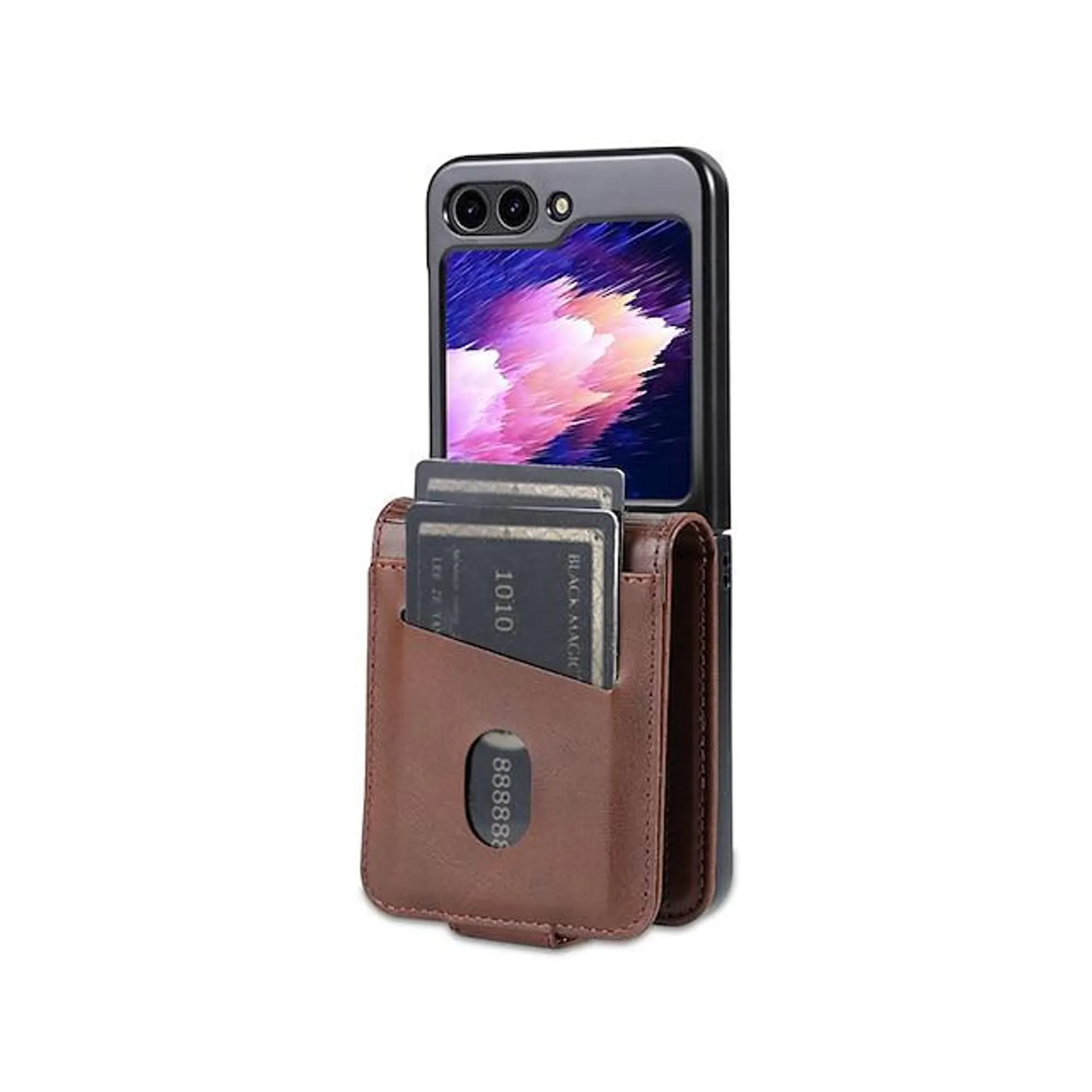 Phone Case For Samsung Galaxy Z Flip 5 Z Flip 4 Z Flip 3 Leather Flip Magnetic With Card Holder Solid Colored PC PU Leather