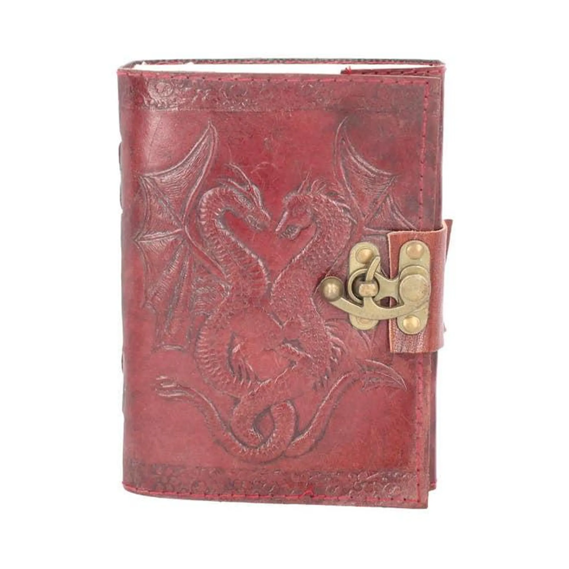 Lockable Double Dragon Leather Embossed Journal