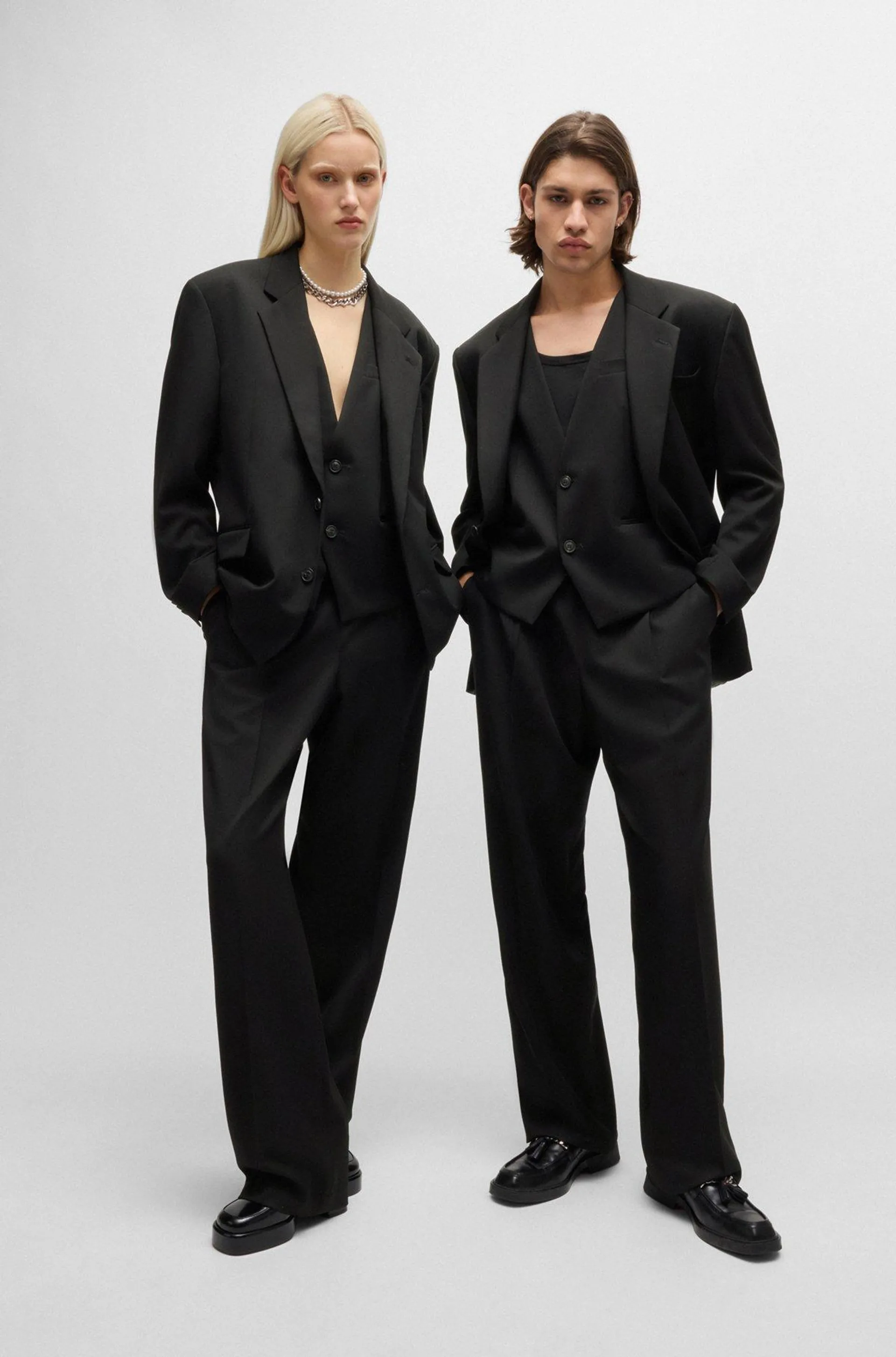 Relaxed-fit all-gender trousers with elasticated waistband