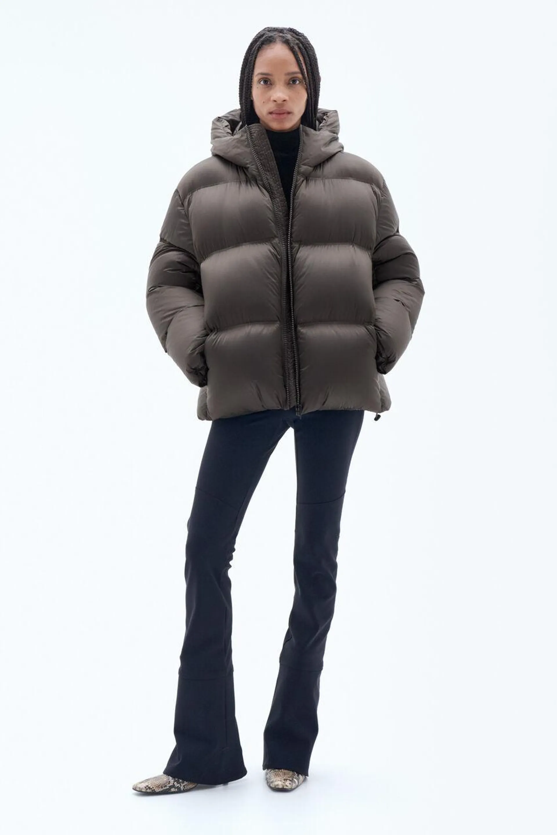 Hooded Puffer Jacket Dark Chocolate