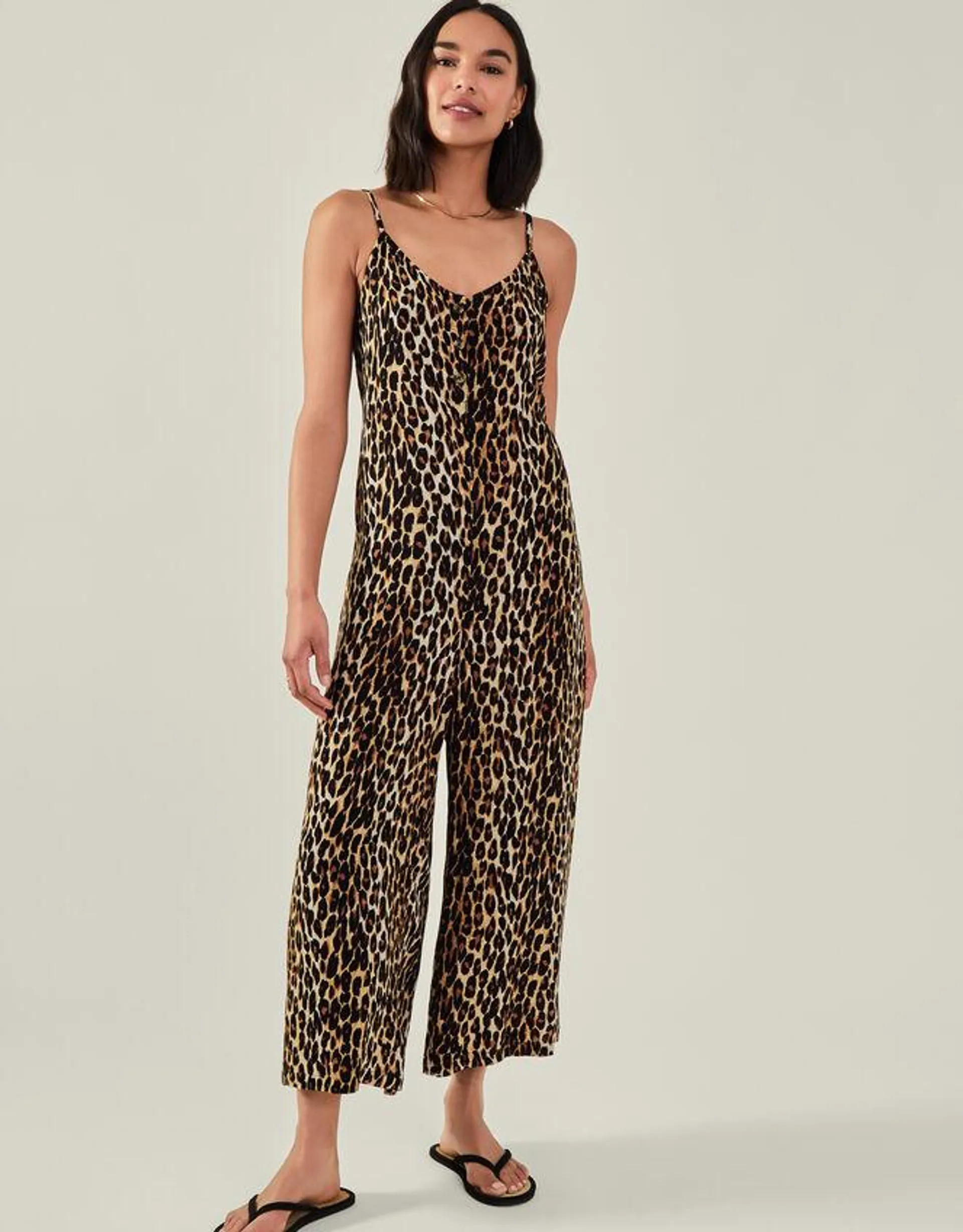 Leopard Print Jumpsuit Brown