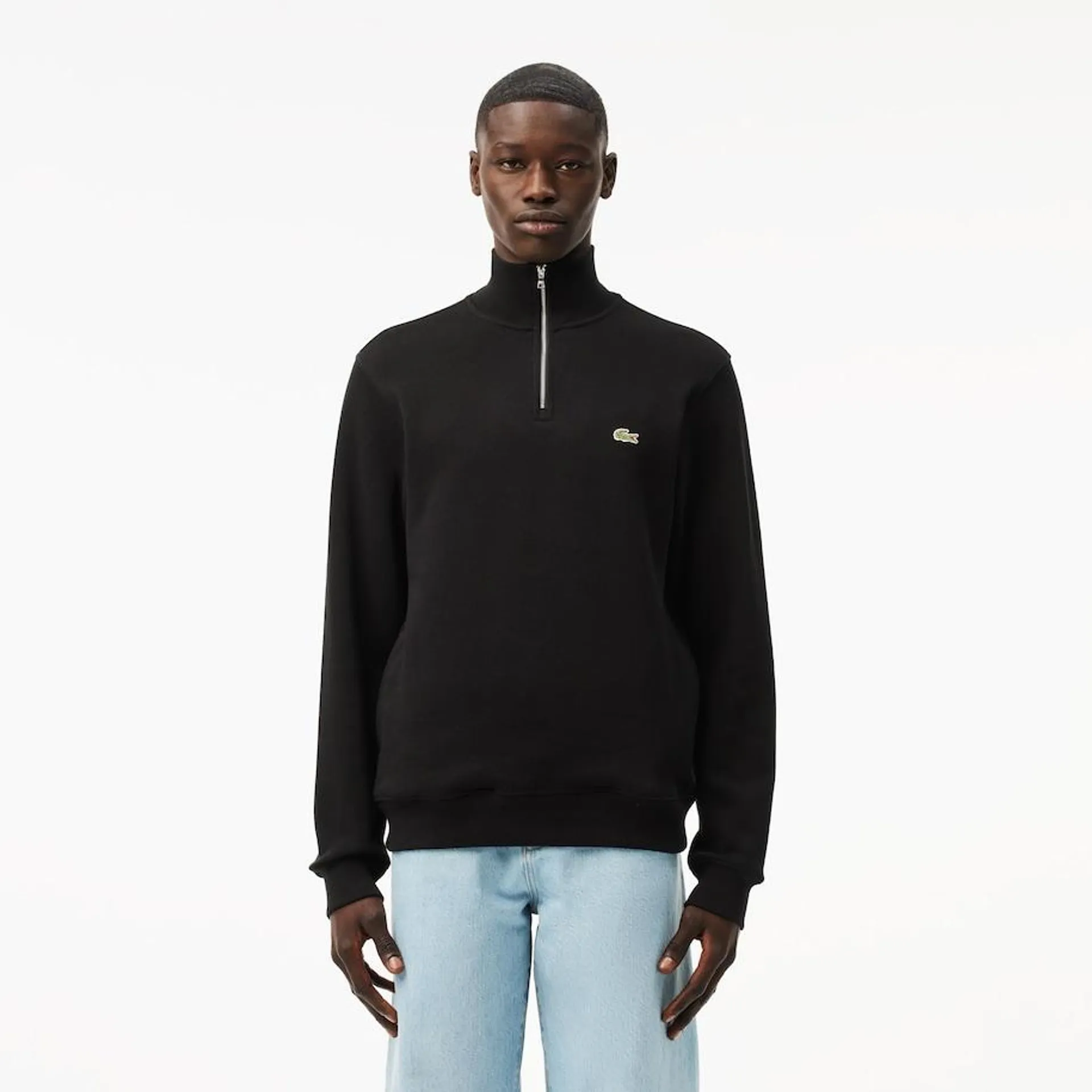 High Neck Zipped Interlock Sweatshirt