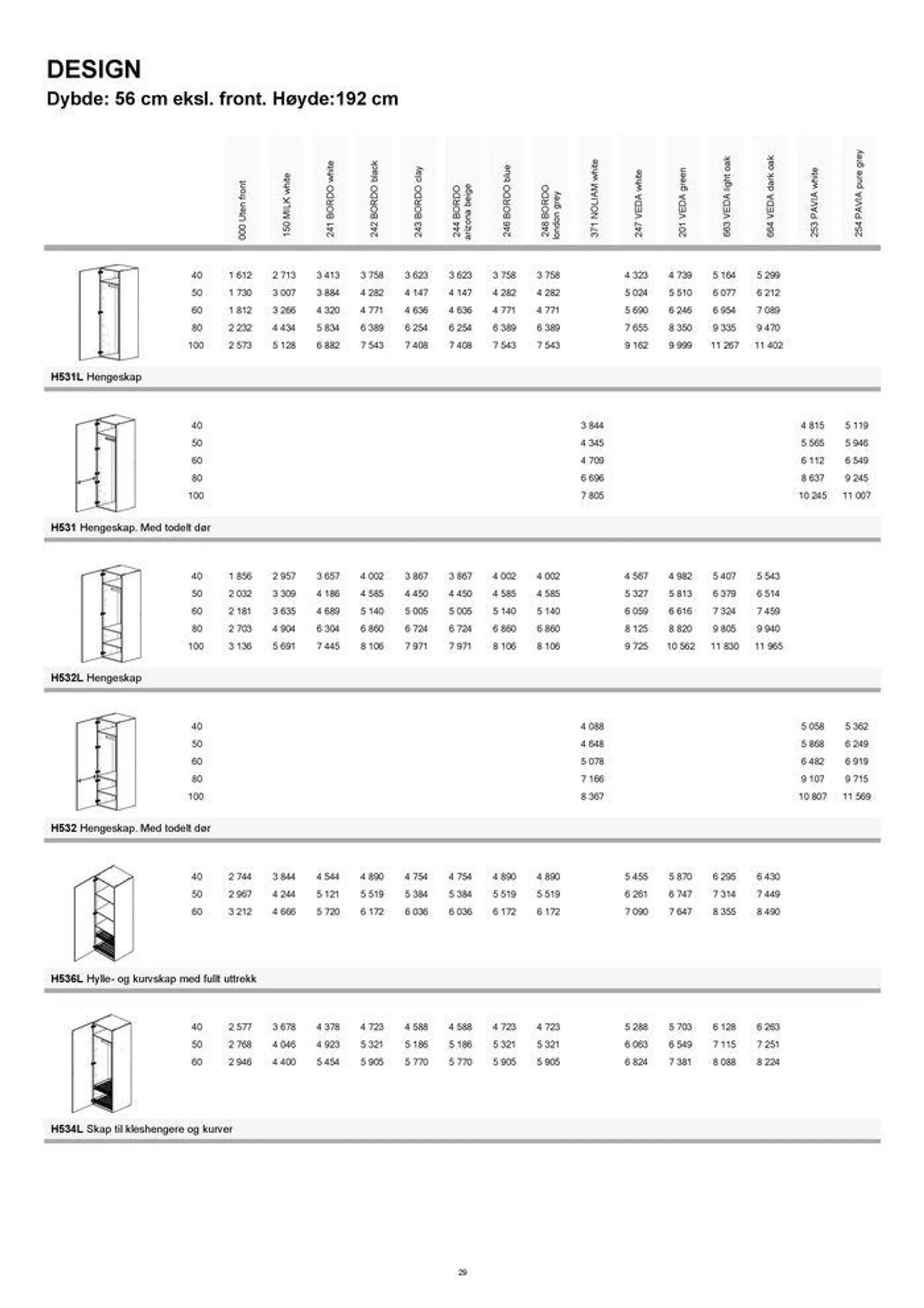 kvik kjøkken Garderobe prisliste. fra 4. september til 18. september 2024 - kundeavisside 29