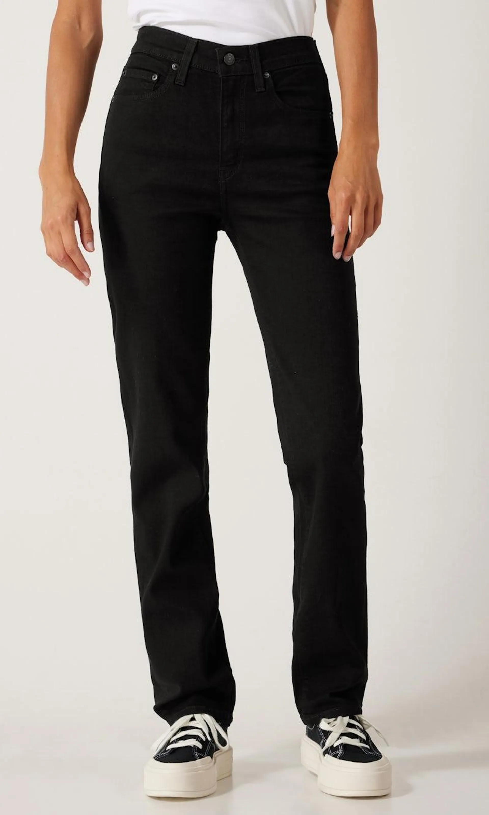 724™ High Rise Straight Svart Jeans