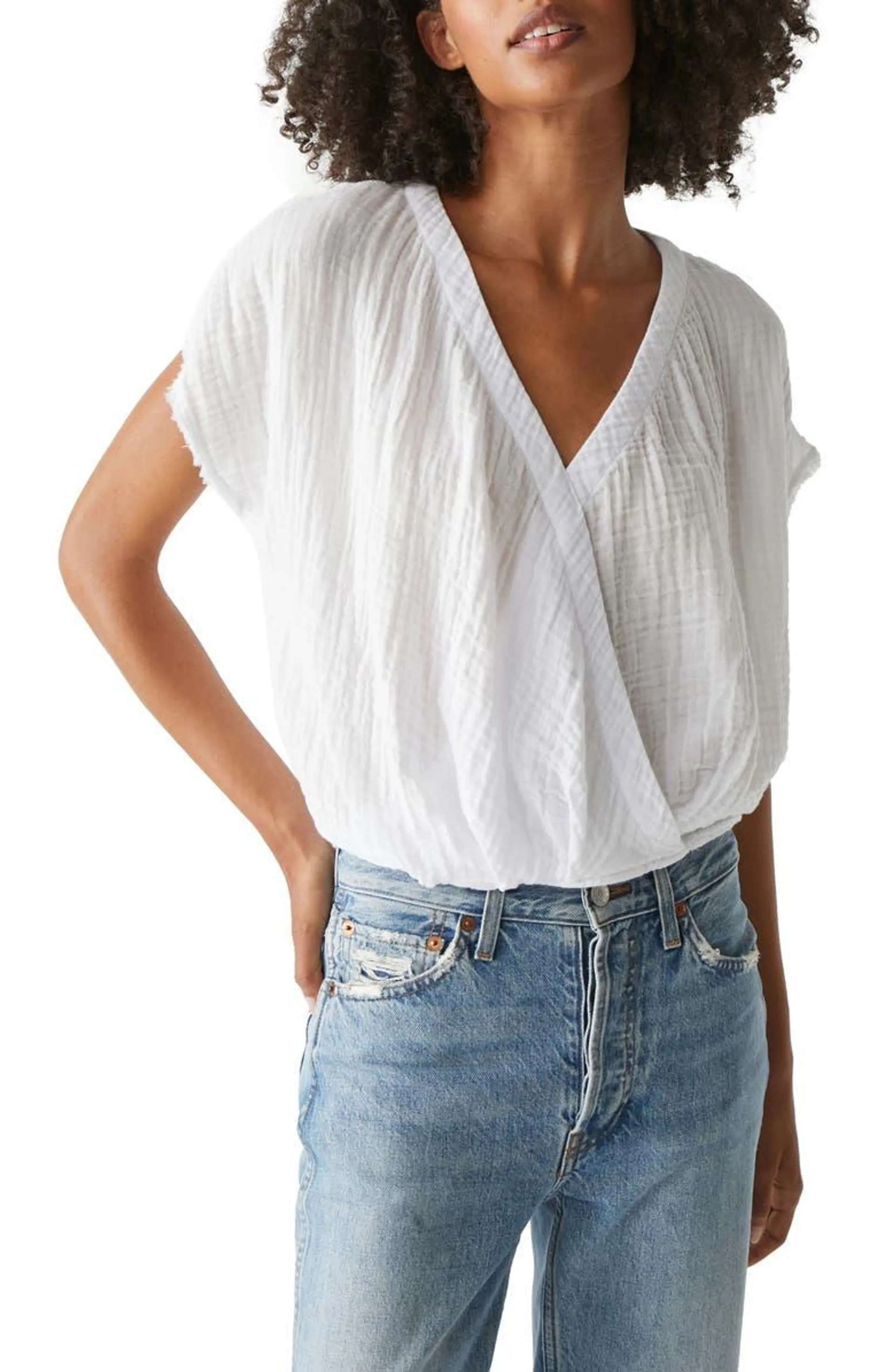 Evie Gauze Faux Wrap Top