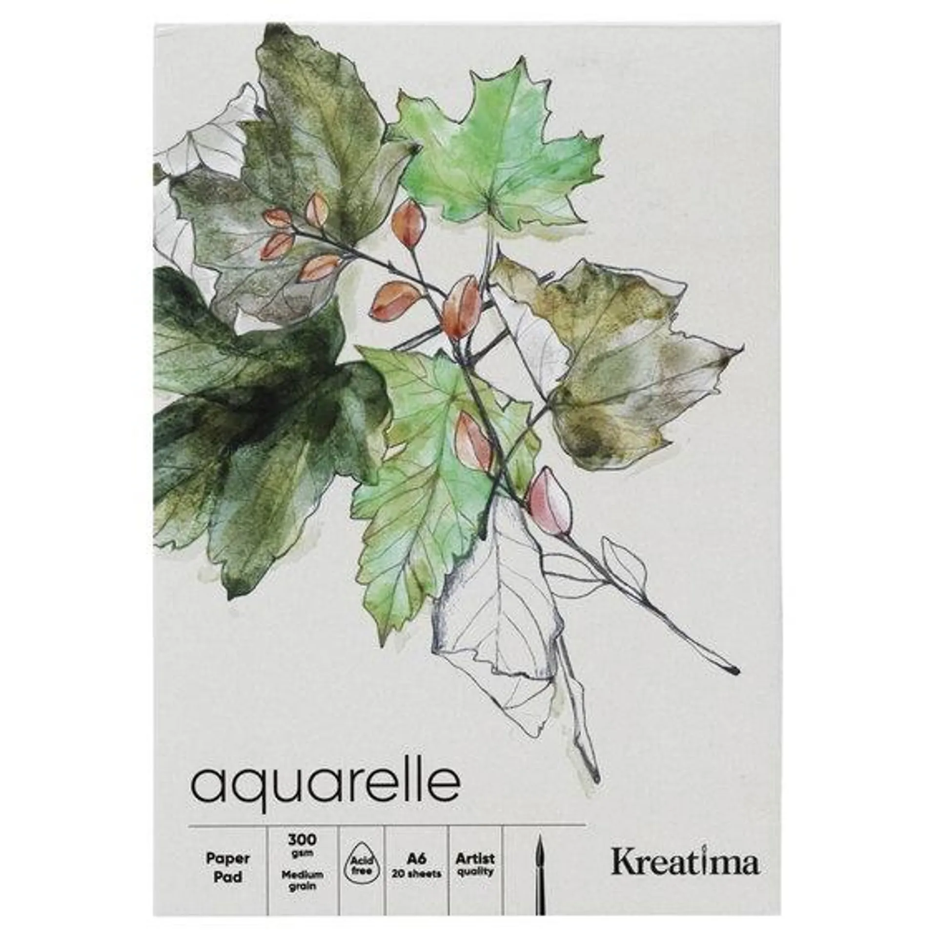 Kreatima akvarellblokk A6 (105x148 mm), 20 ark – vekt 300 gram