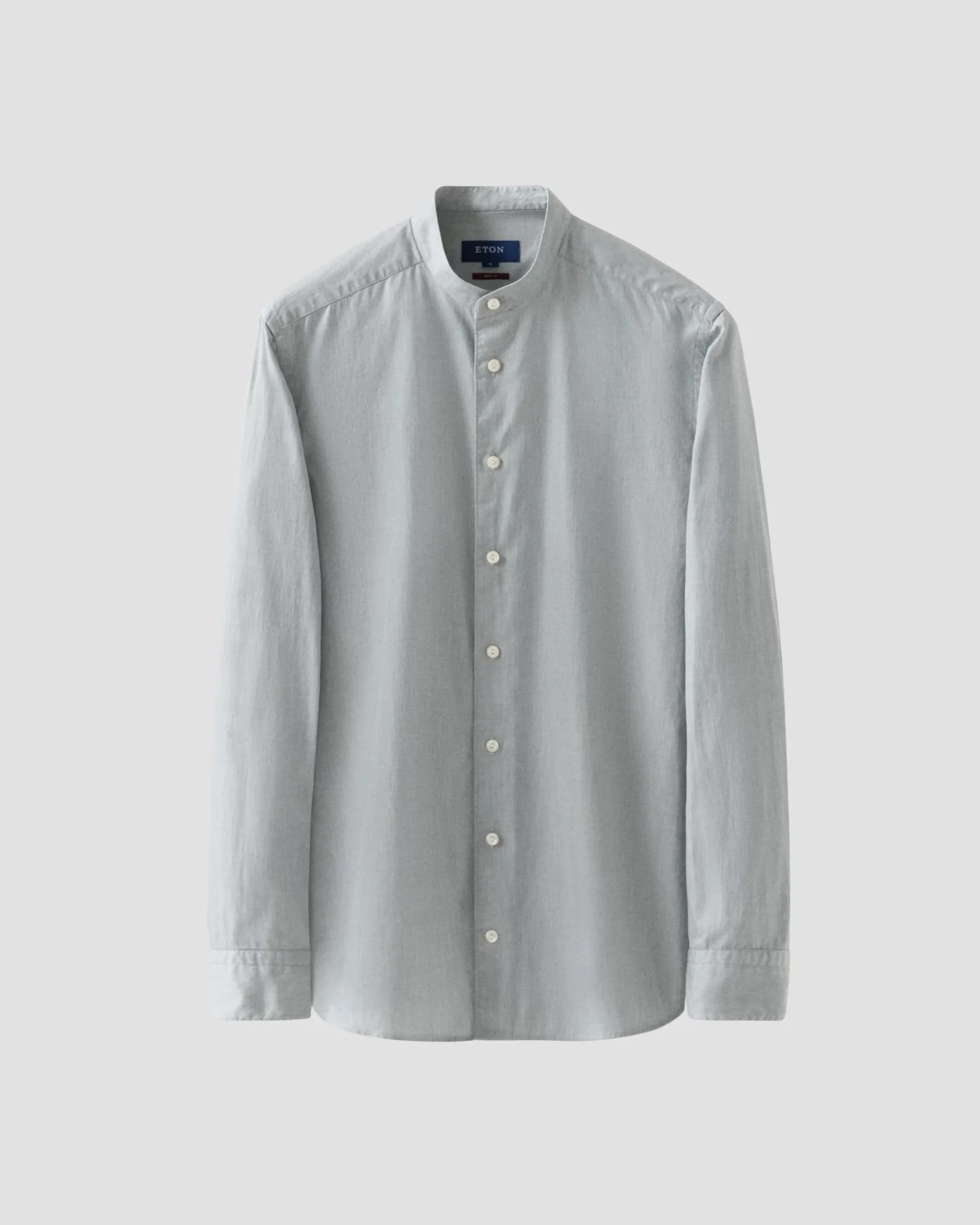 Mid green Solid Twill Band Collar Shirt