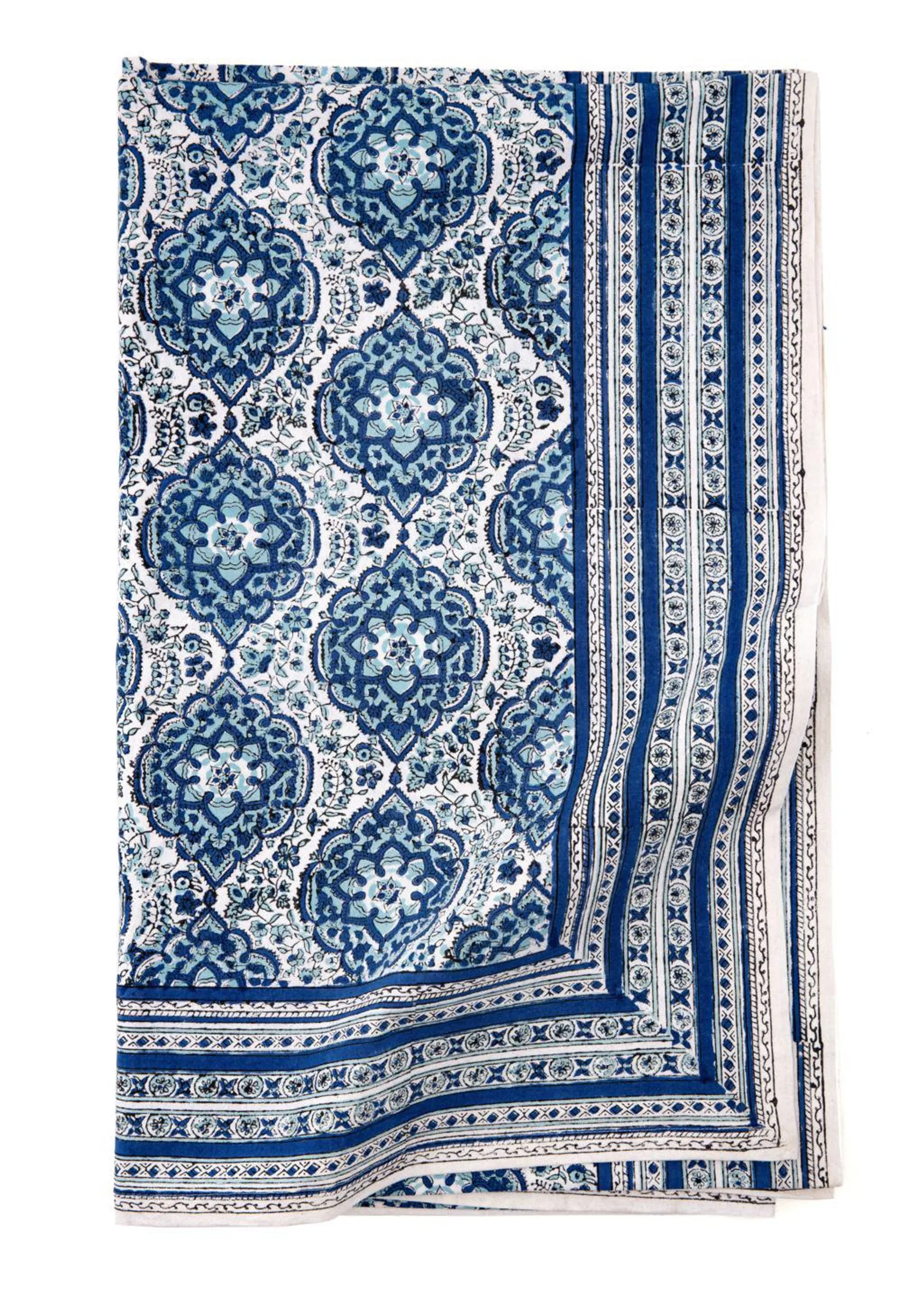 Block-printed tablecloth