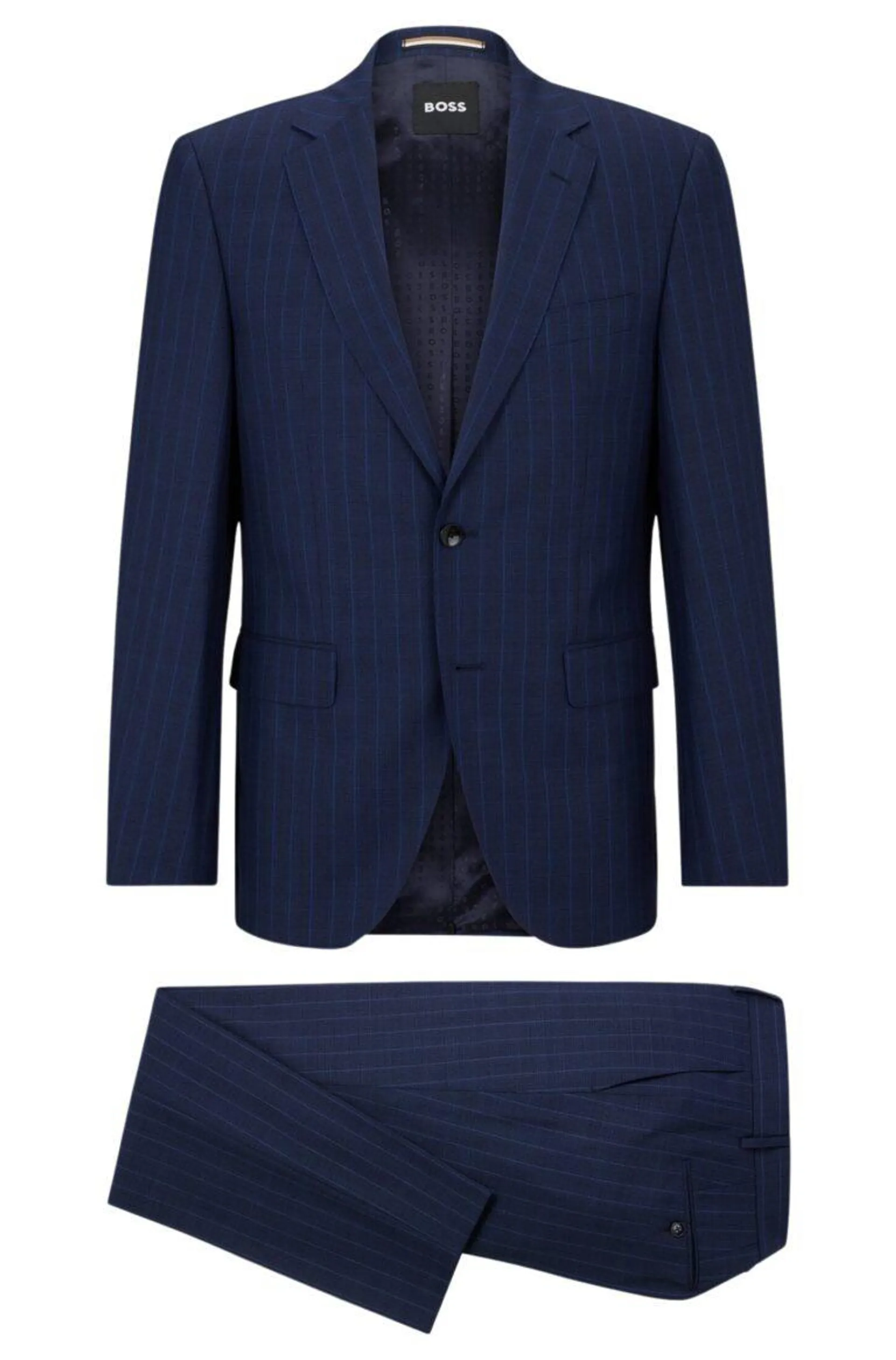 Regular-Fit Suit In Striped Virgin Wool – Blå/Striper