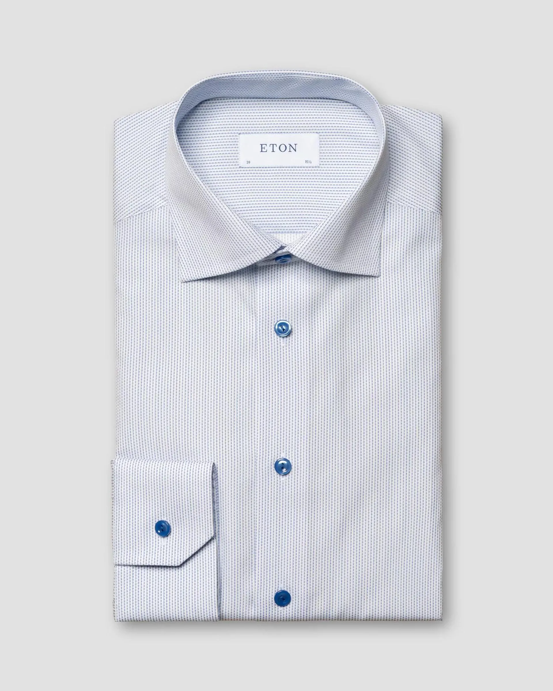 Blue Micro Print Signature Poplin Shirt