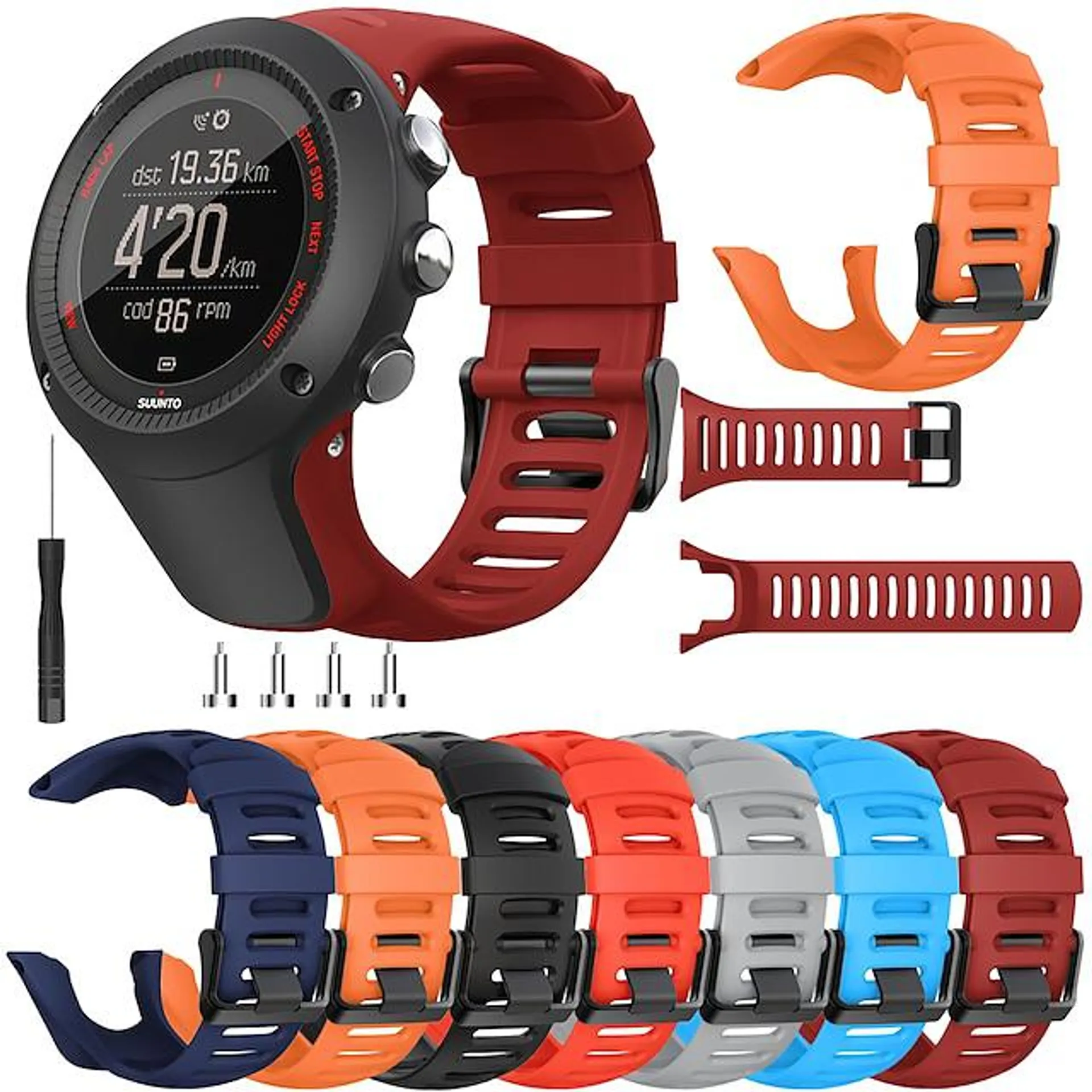 Klokkerem til Suunto Ambit 3S 3R 3P 2S 2R 3 2 1 Peak Sport Run Silikon Erstatning Stropp Elastisk Pustende Sportsrem Armbånd
