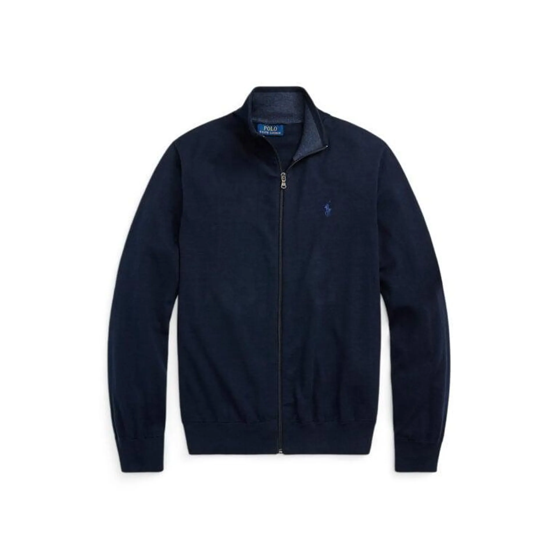 Cotton Full-Zip Sweater – Marine