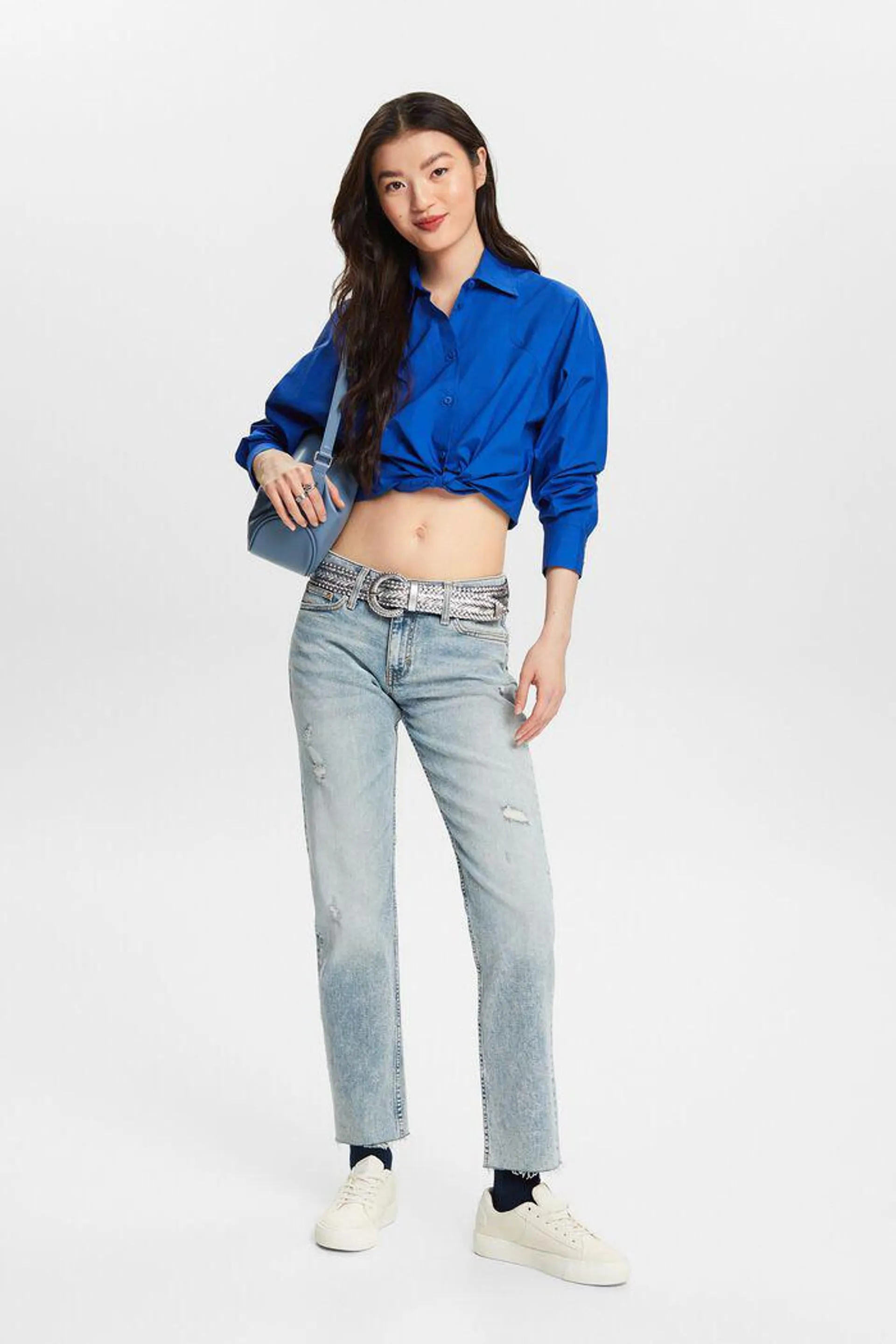 Mid-Rise Straight Jeans