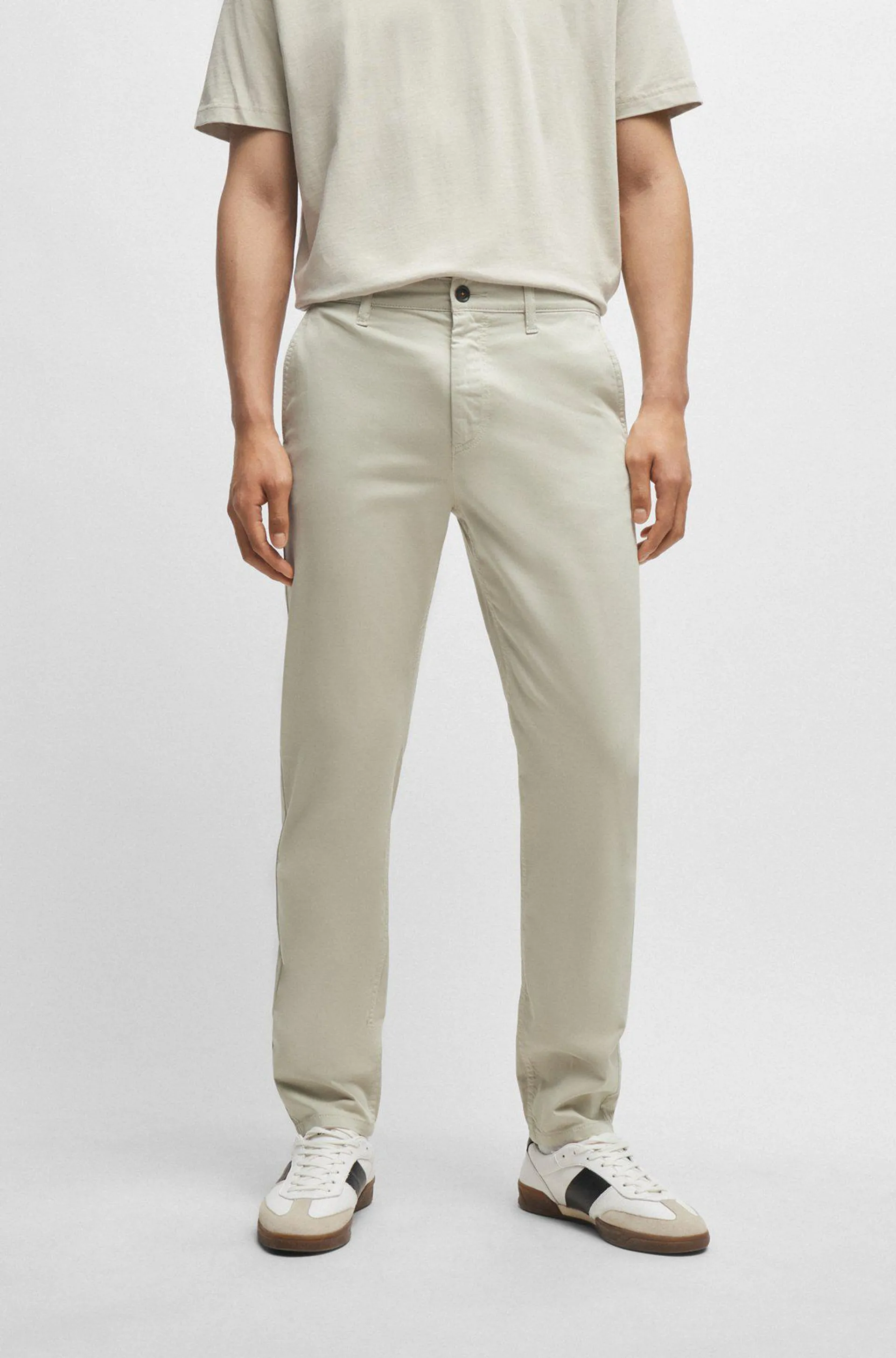 Tapered-fit chinos in stretch-cotton satin