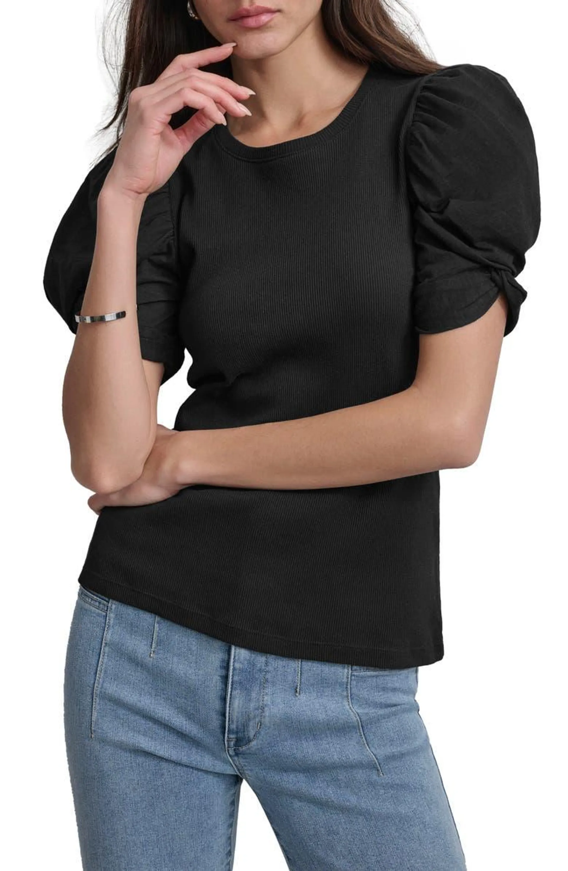 Twist Sleeve Rib Top