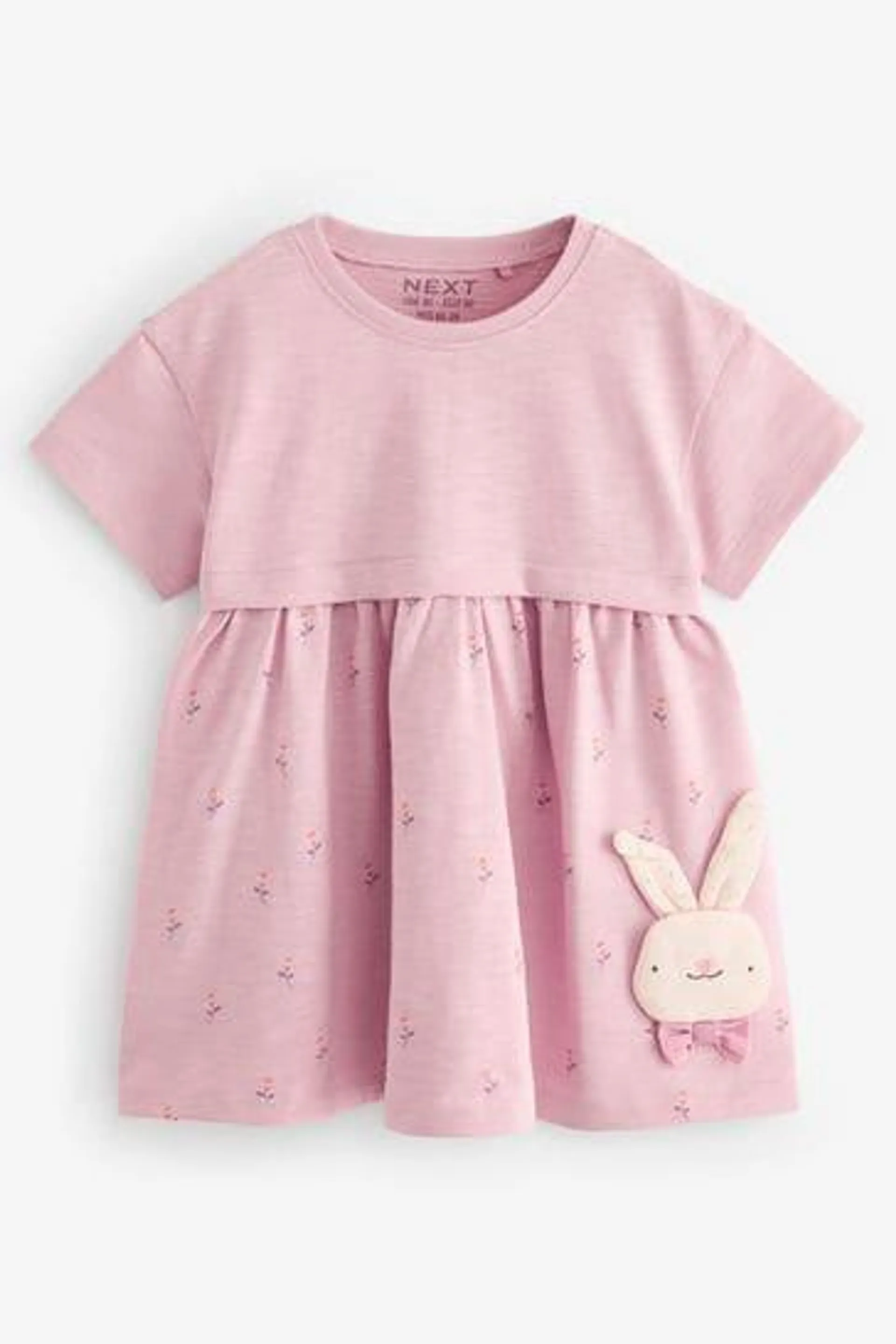 Pale Pink Short Sleeve Jersey Dress (3mths-7yrs)