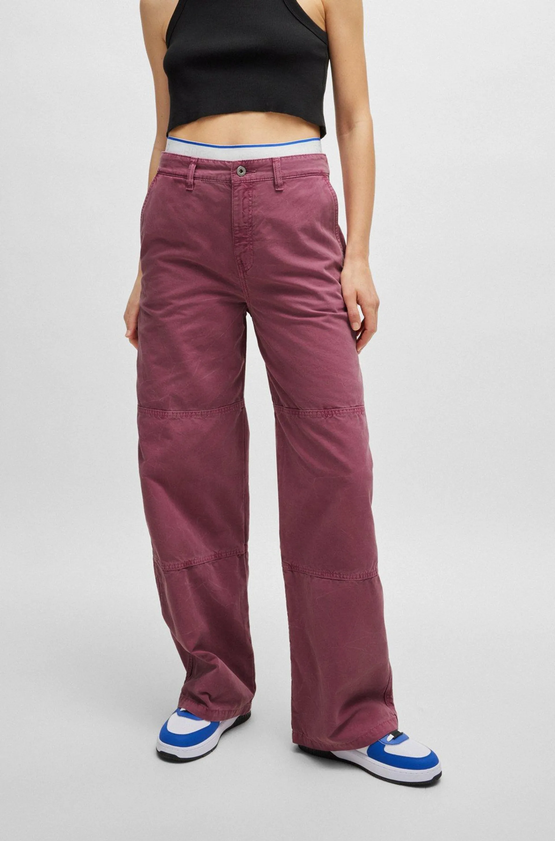 Straight-fit trousers in cotton canvas