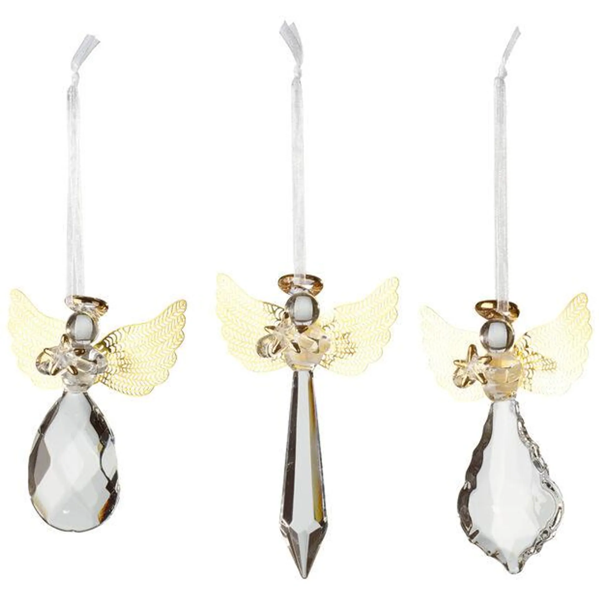 Winter Collage Accessoires Glass hanging ornament angel, set of 3 21x11,5x3cm