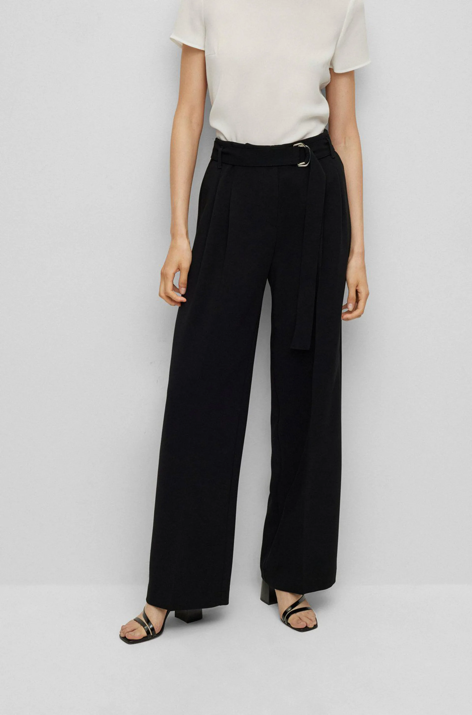 Relaxed-fit trousers in crease-resistant crepe
