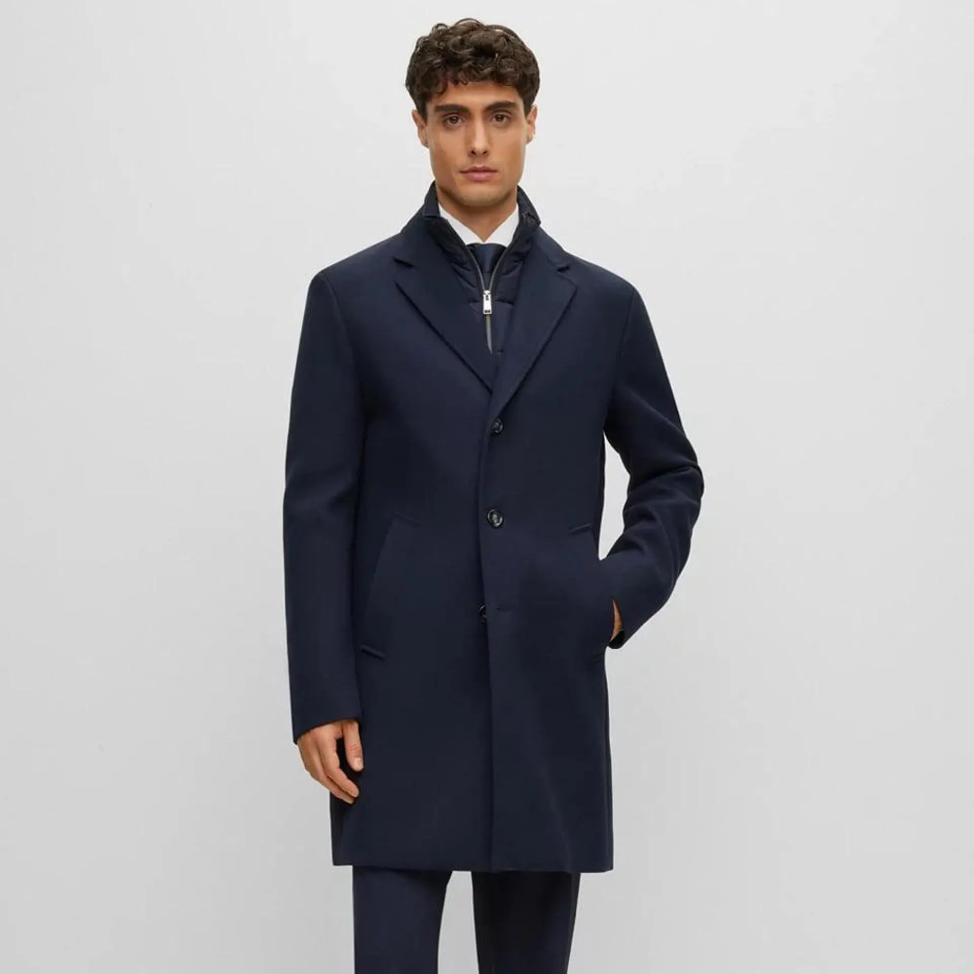 Cotton-Blend Coat - Dark Blue