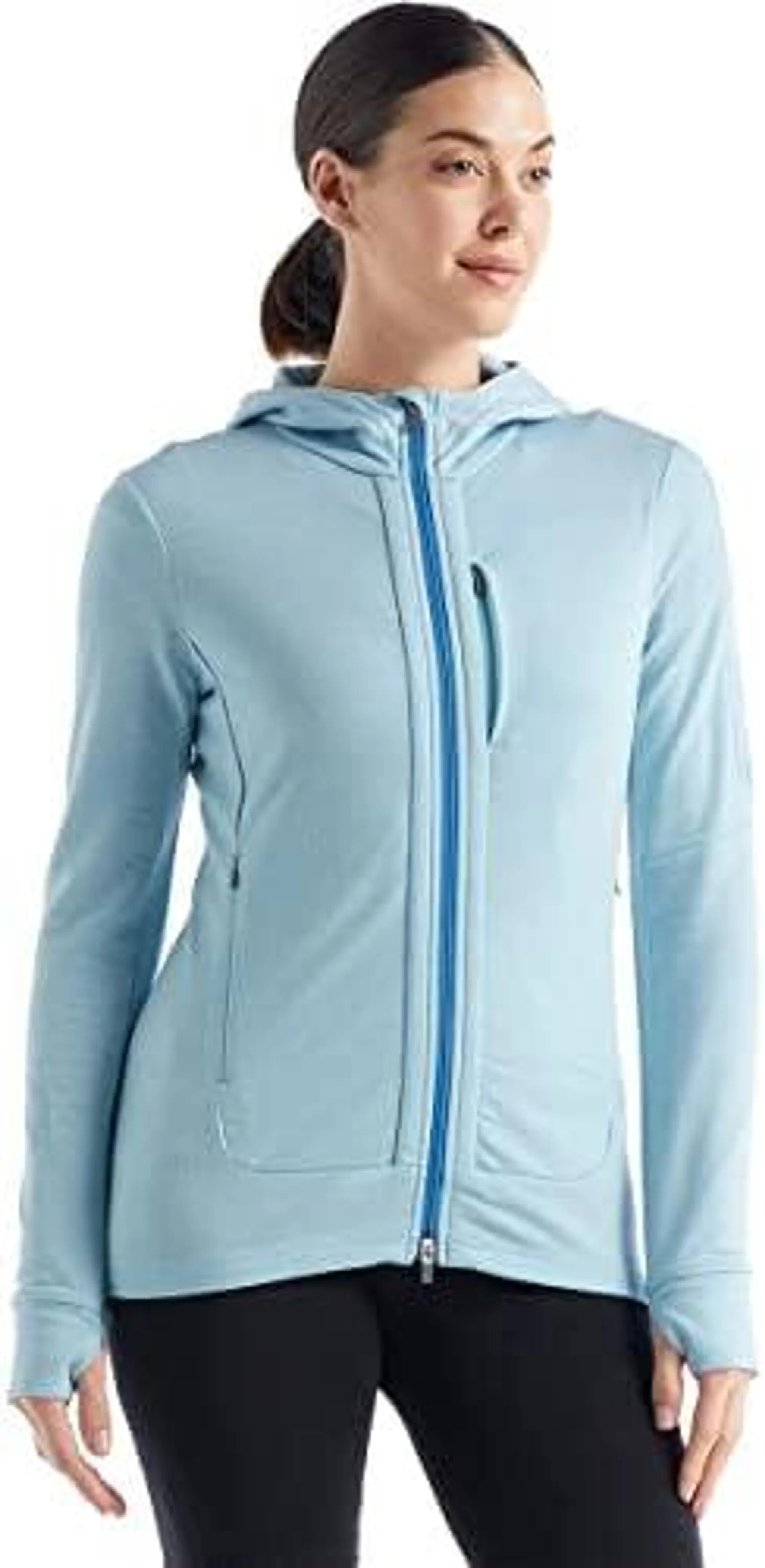 Icebreaker Womens Quantum Iii Ls Zip Haze/Azul