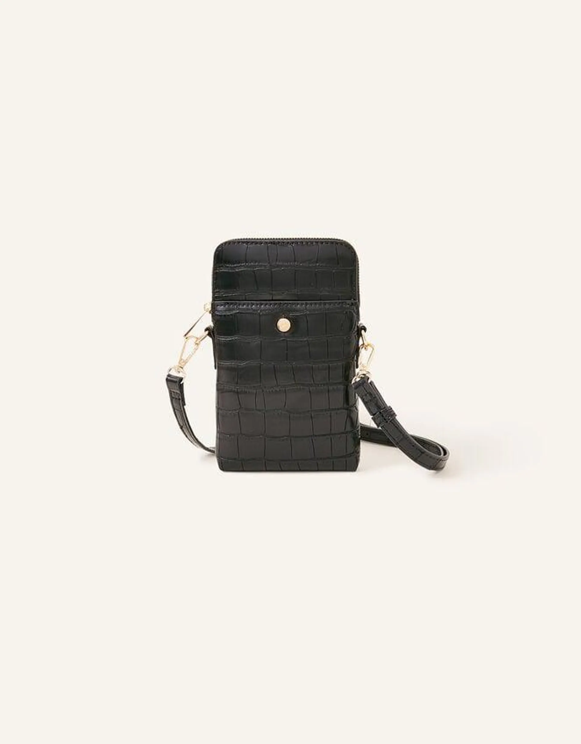 Faux Croc Cross-Body Phone Bag