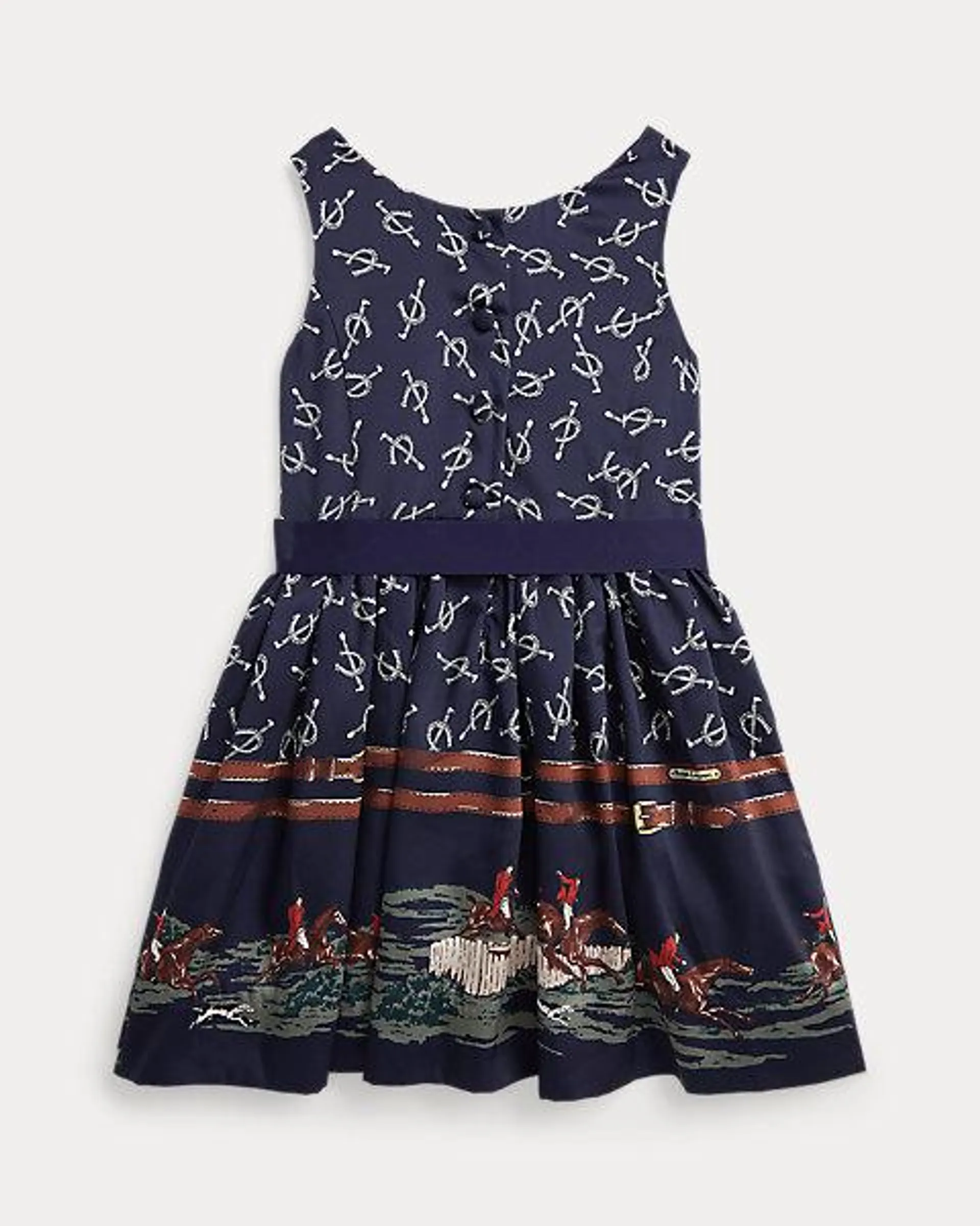 Equestrian-Print Twill Dress