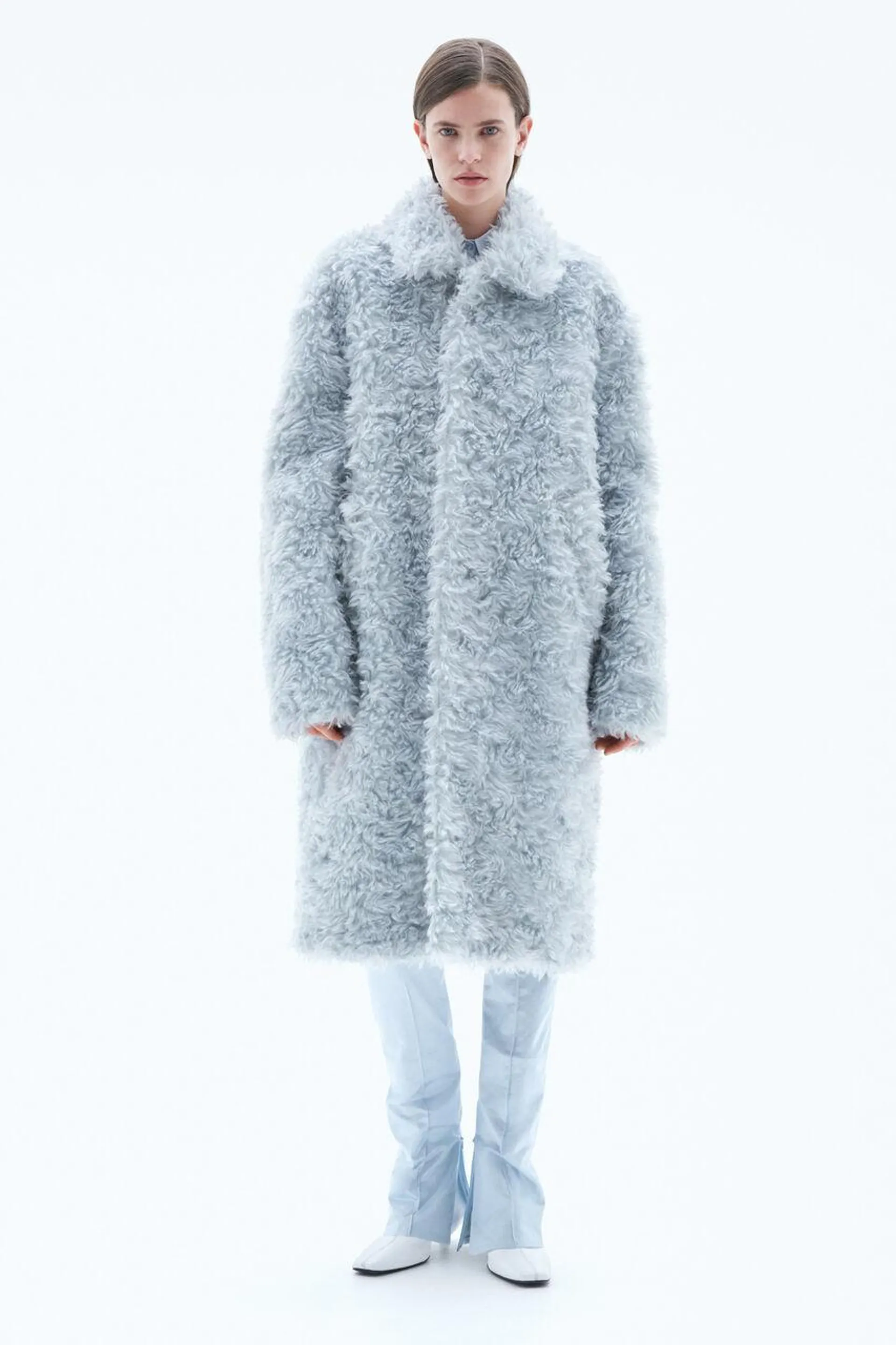 Faux Fur Coat Ice Blue