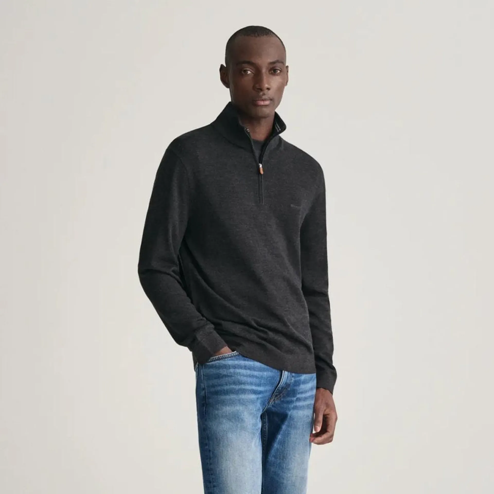 Merino Wool Half Zip - Charcoal