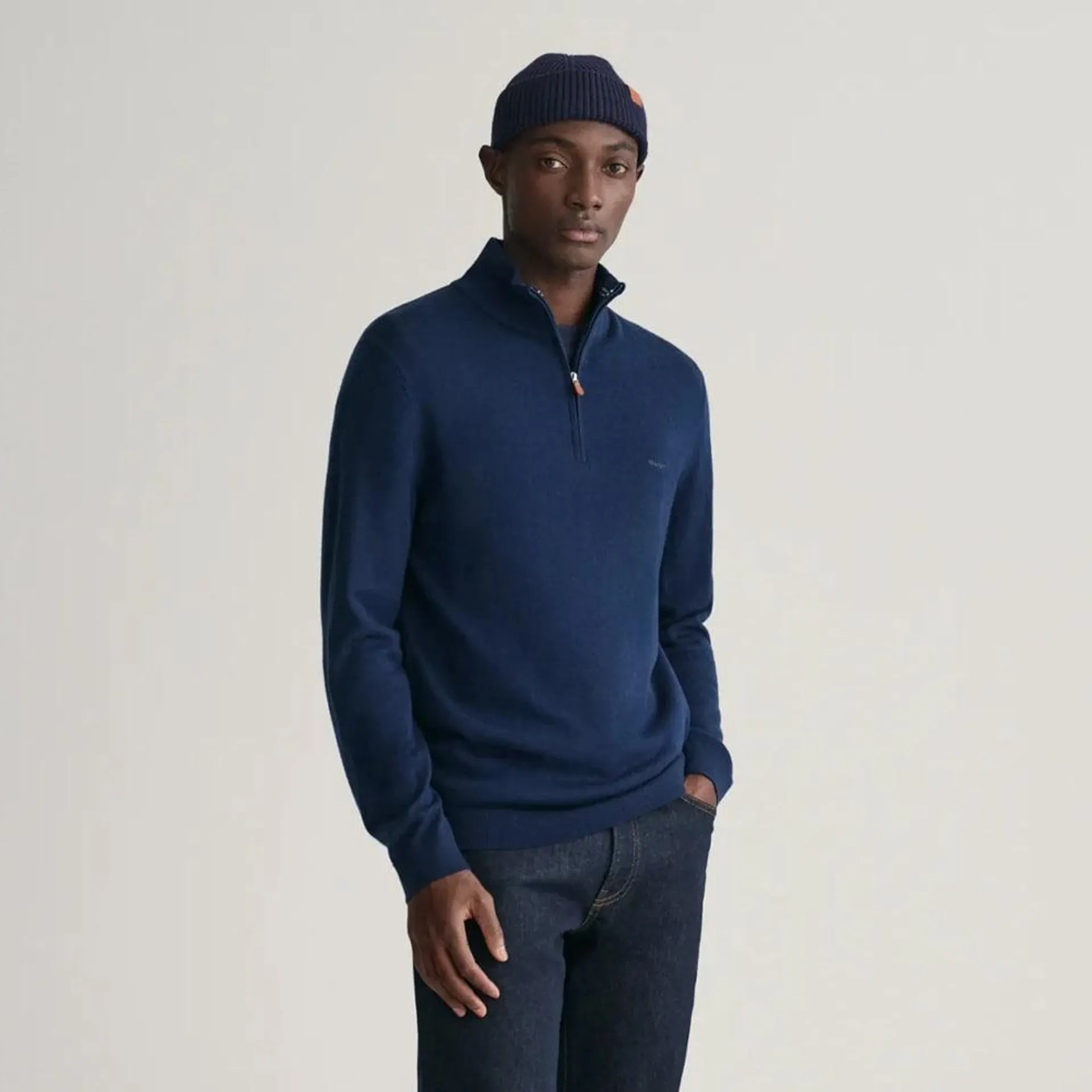 Merino Wool Half Zip - Navy