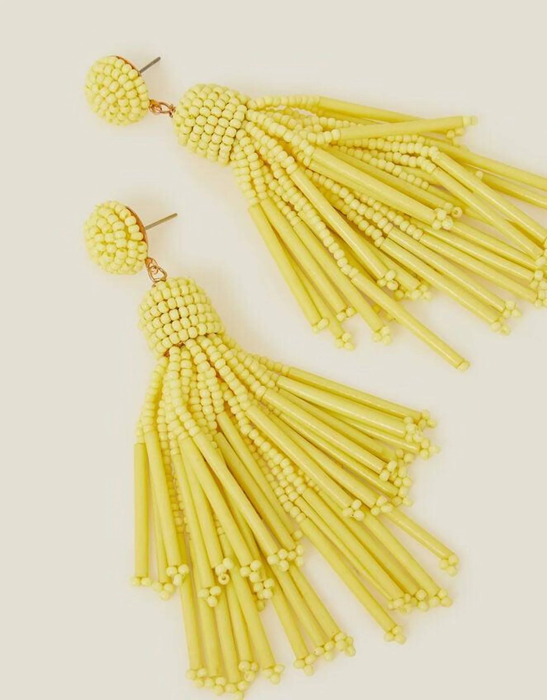 Long Bead Tassel Earrings