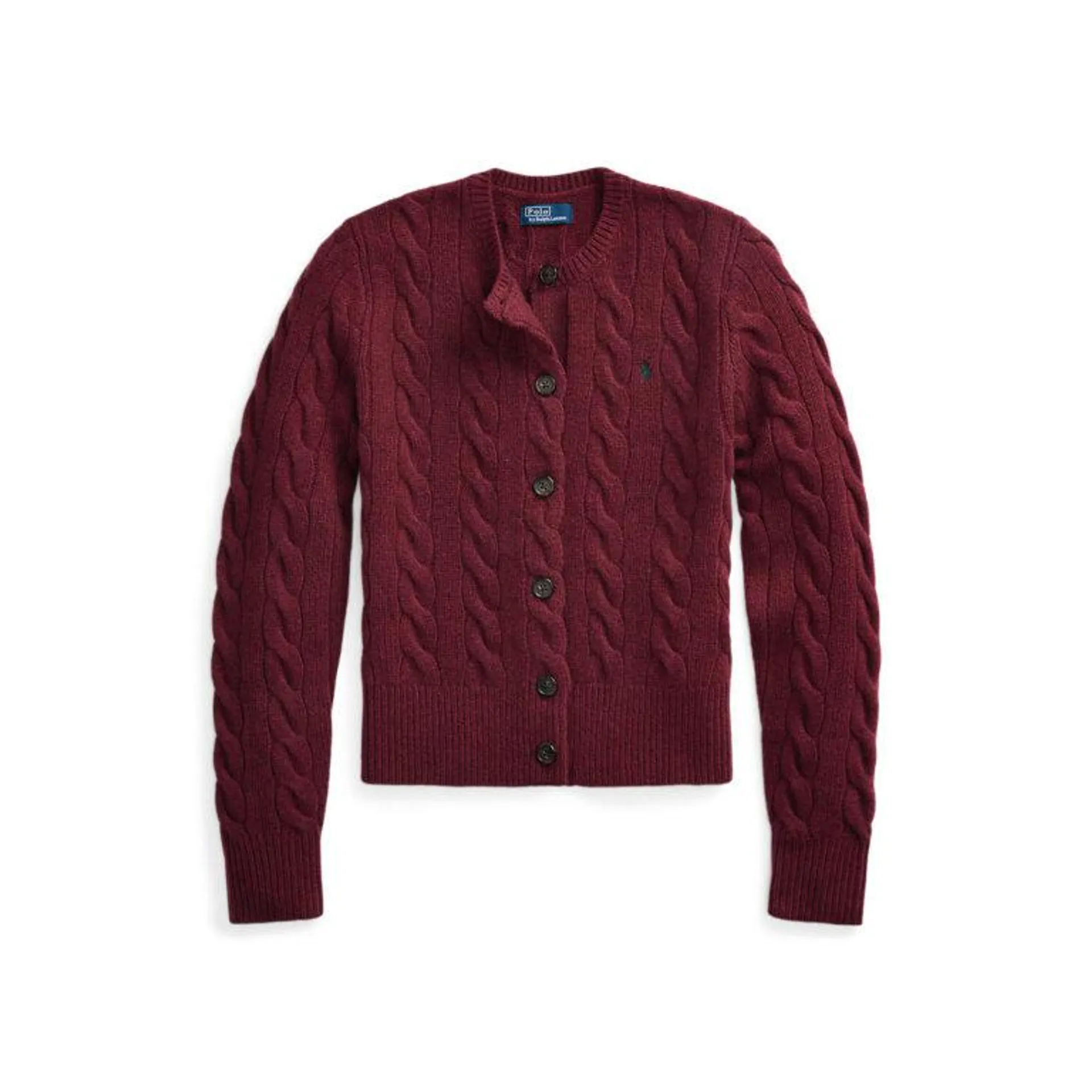 Cable-Knit Wool-Cashmere Cardigan – Rød