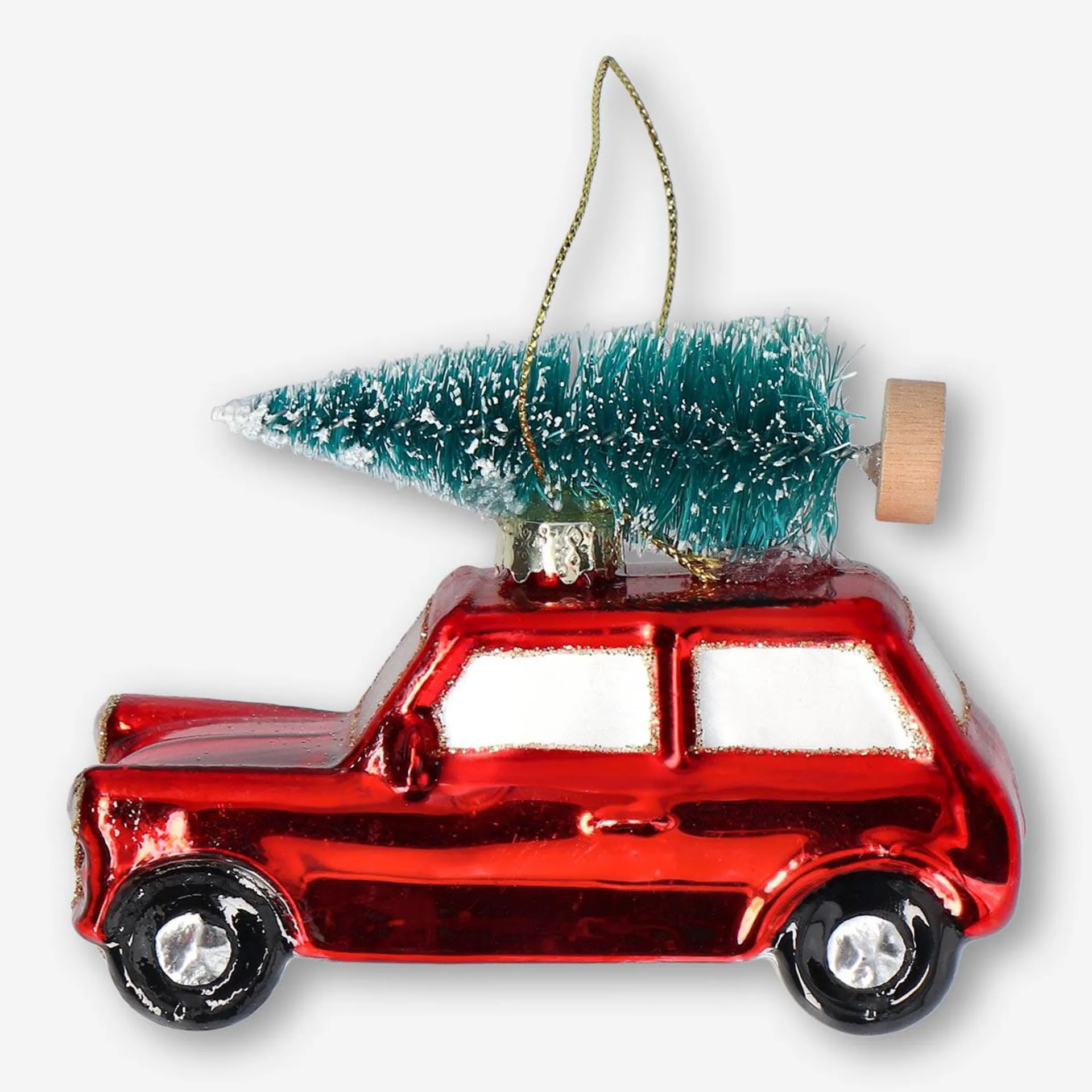 Bola de Navidad. Coche con árbol