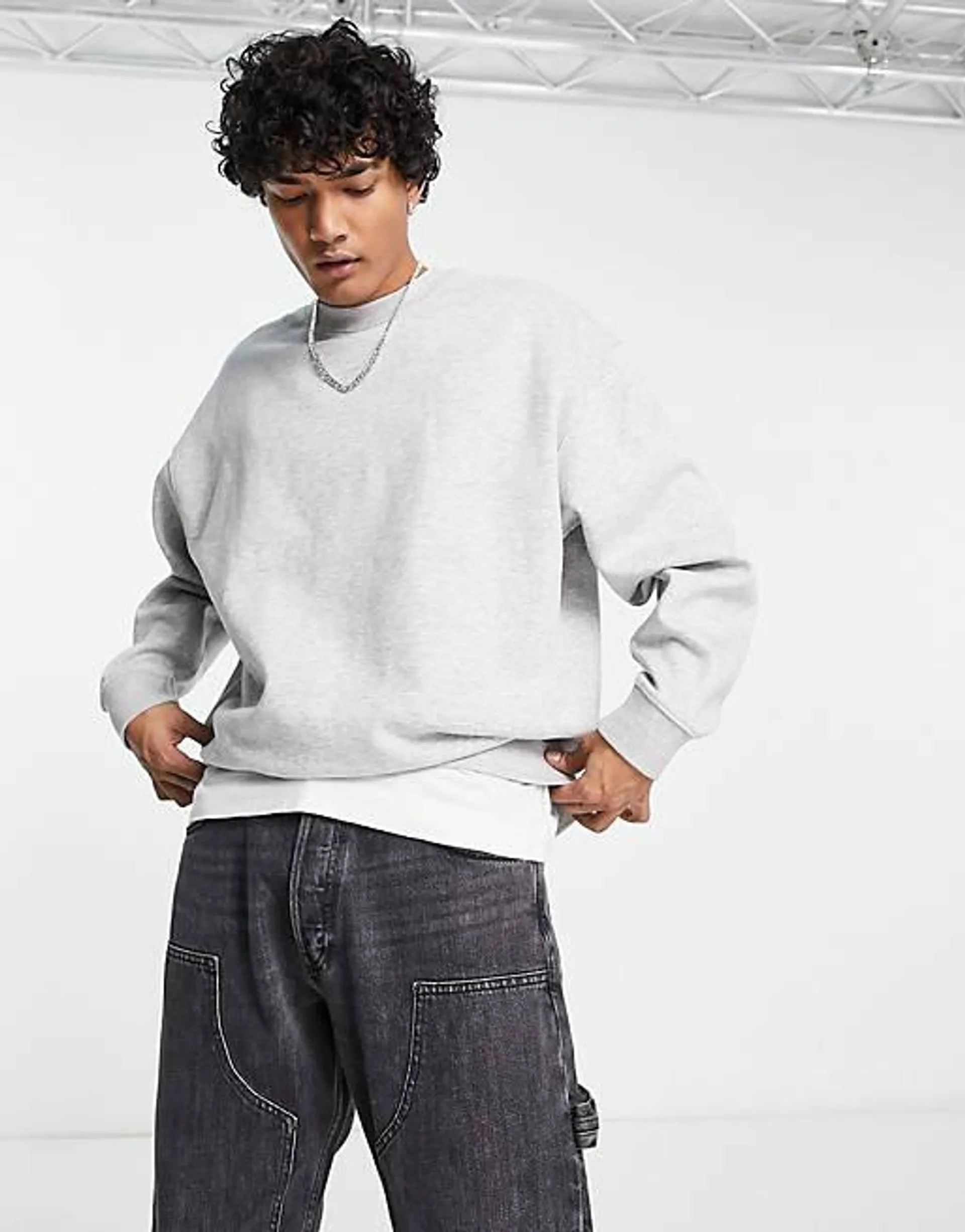 Weekday oversized sweatshirt in grey melange